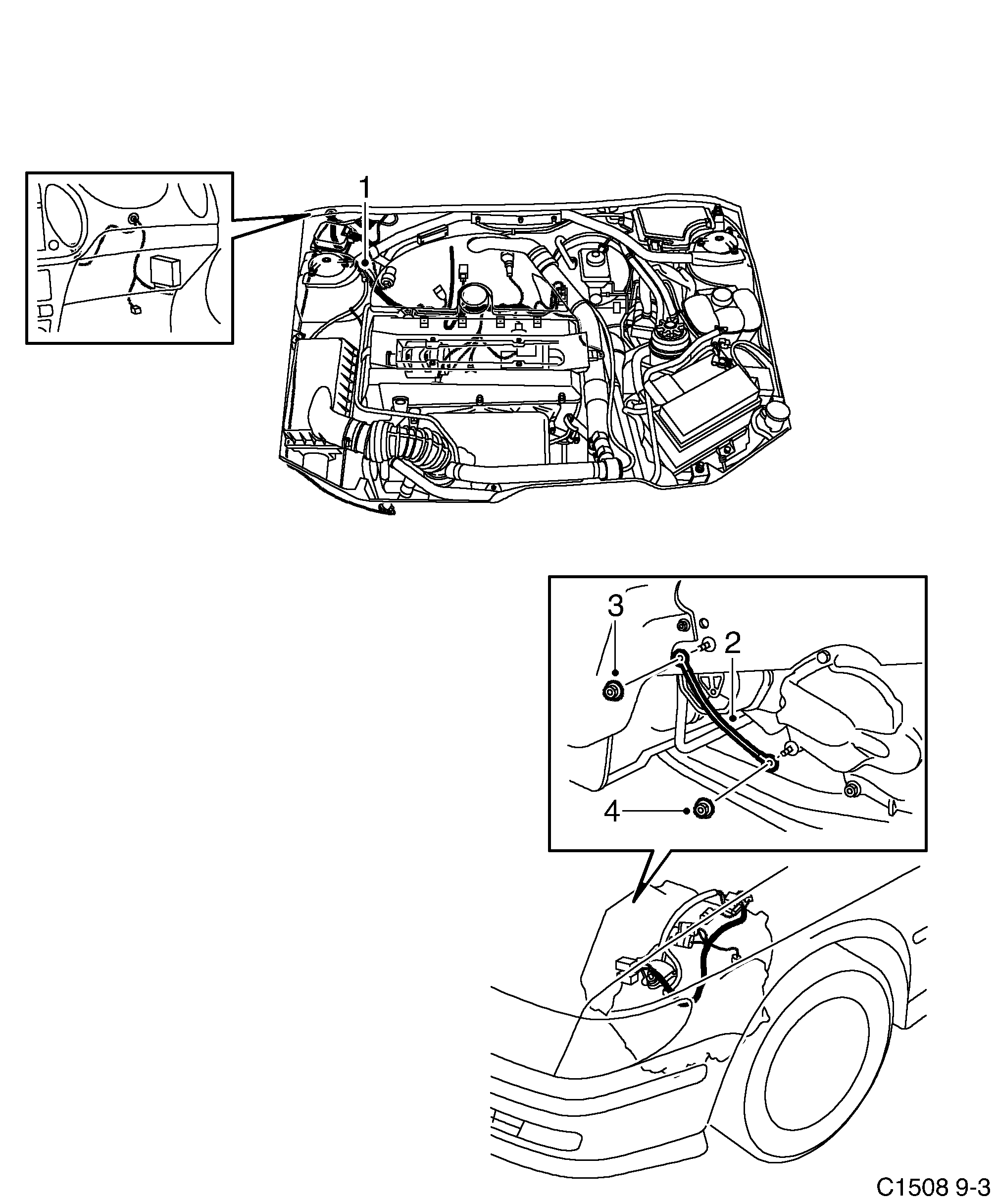Schéma technique Saab 9-3 (9400) 2003 - Section 1140 : Wiring and fuses