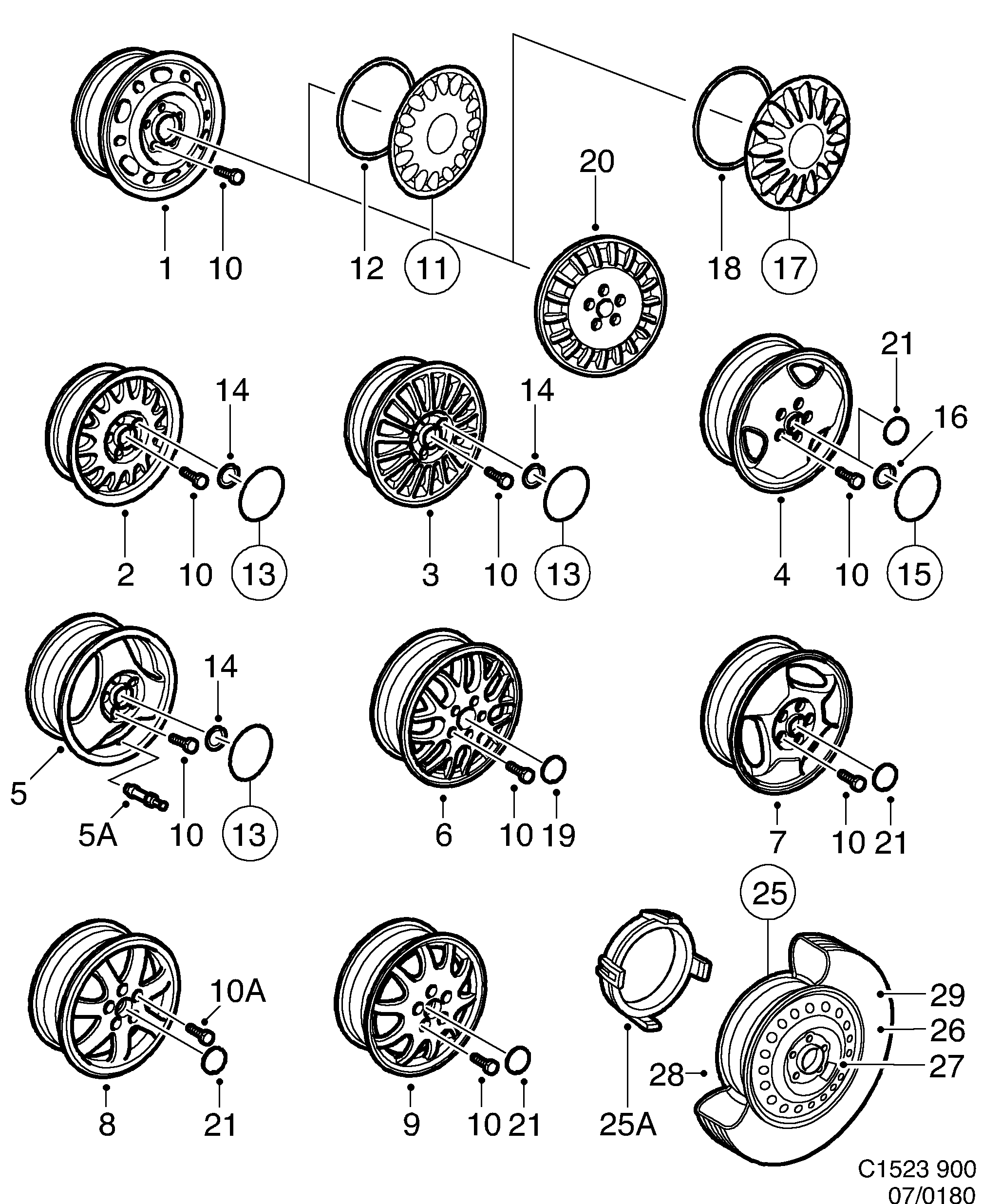 Schéma technique Saab 900 1996 - Section 180 :