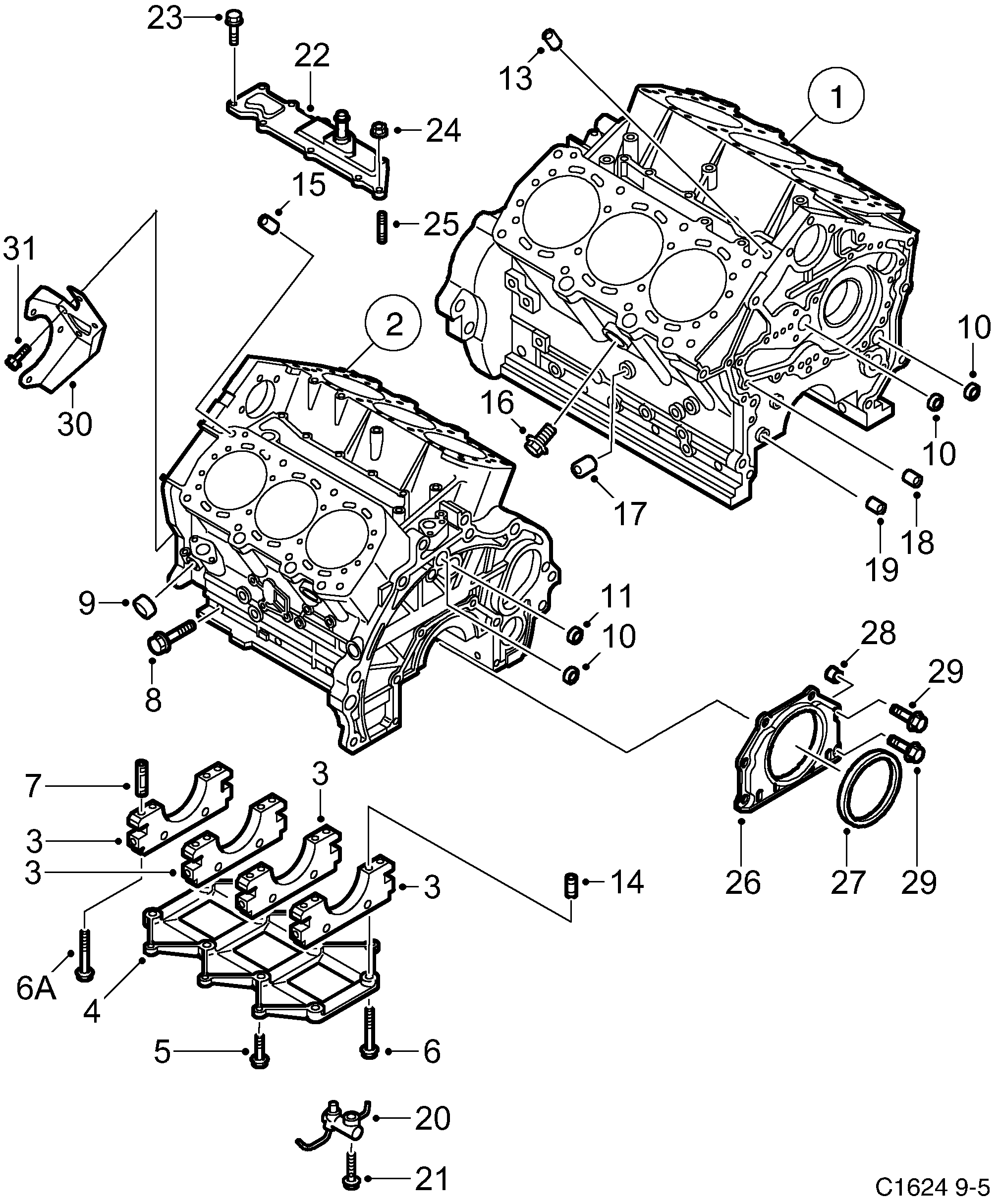Schéma technique Saab 9-5 (9600) 2002 - Section 375 : Short block