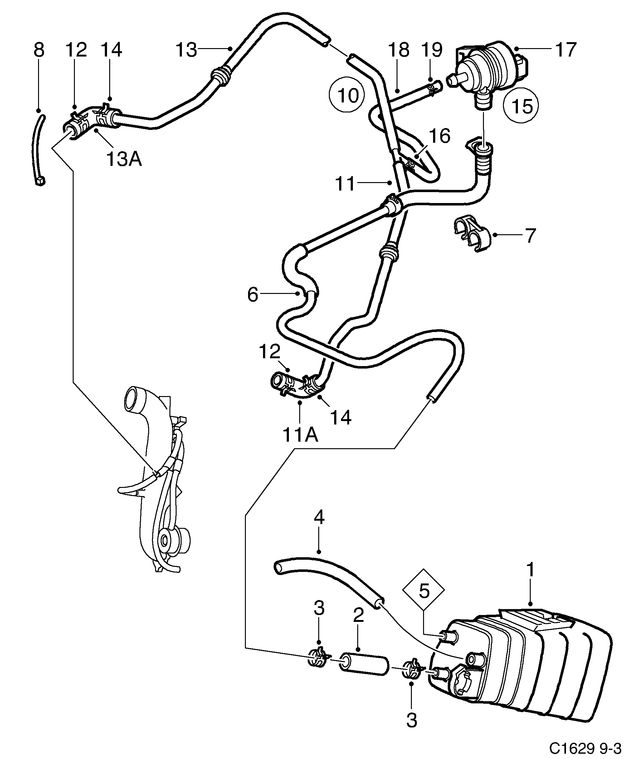 Schéma technique Saab 9-3 (9400) 1999 - Section 765 : Système de carburant