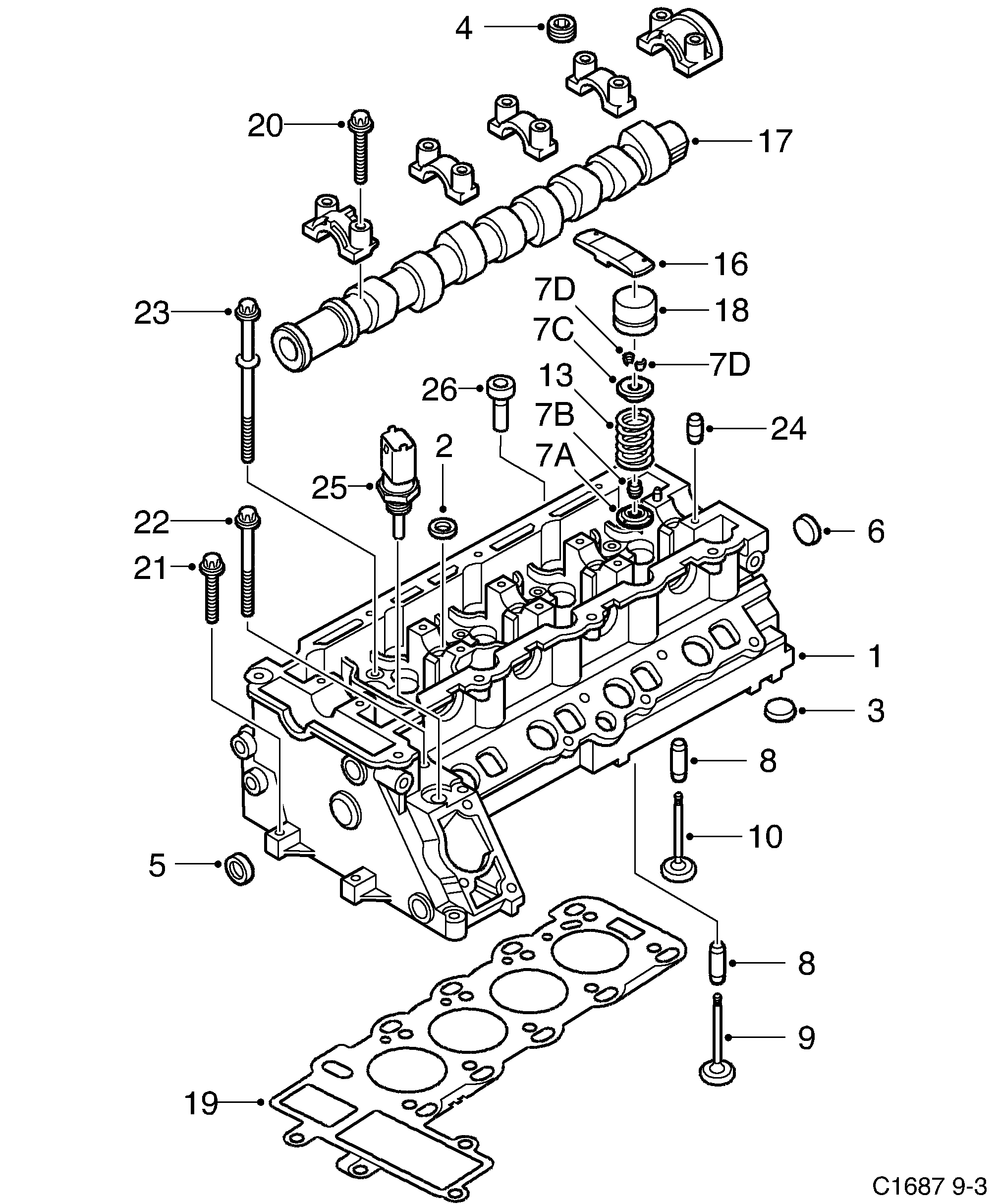 Schéma technique Saab 9-3 (9400) 1999 - Section 170 : Corps de moteur