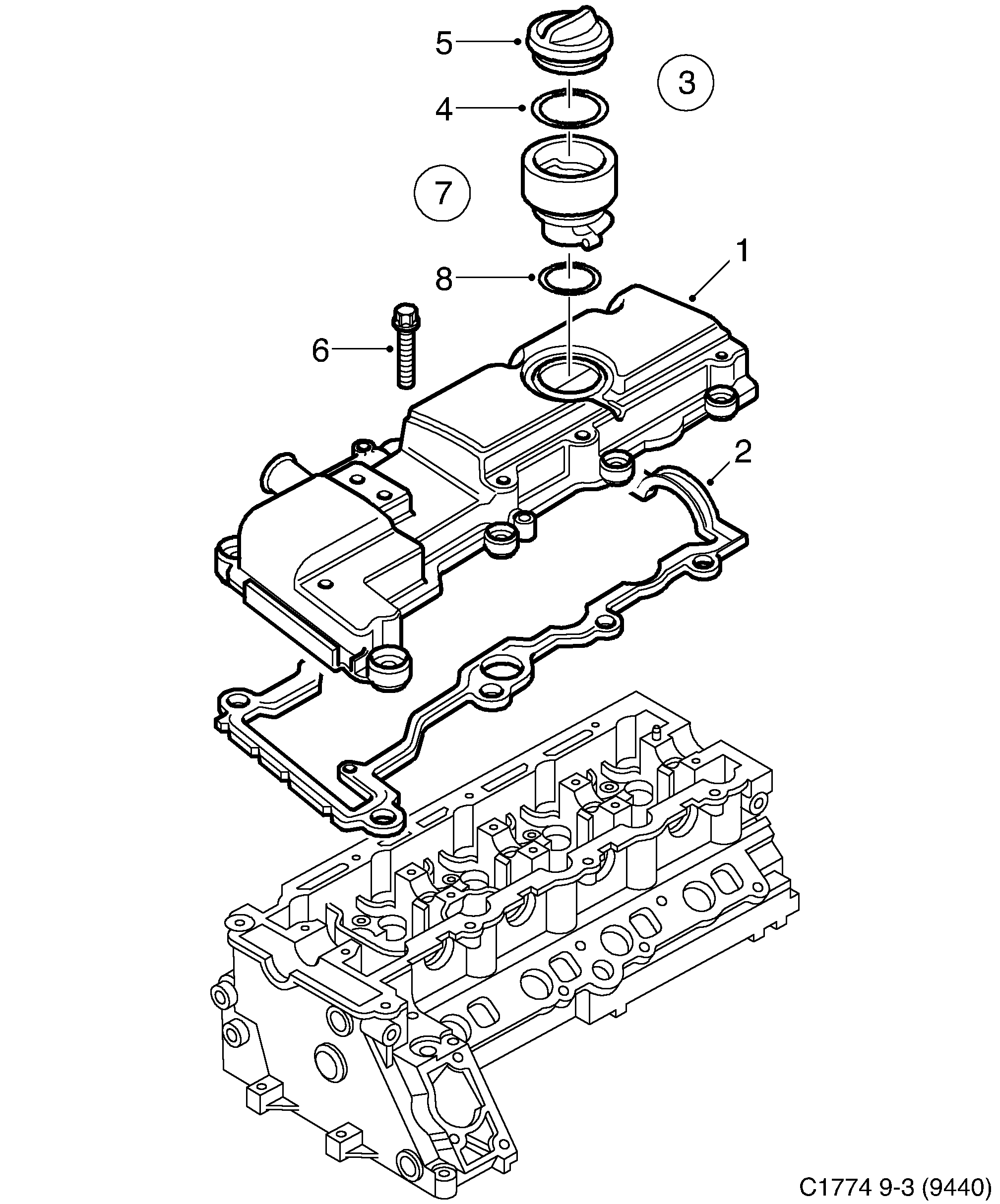 Schéma technique Saab 9-3 (9440) 2003 - Section 350 : Short block