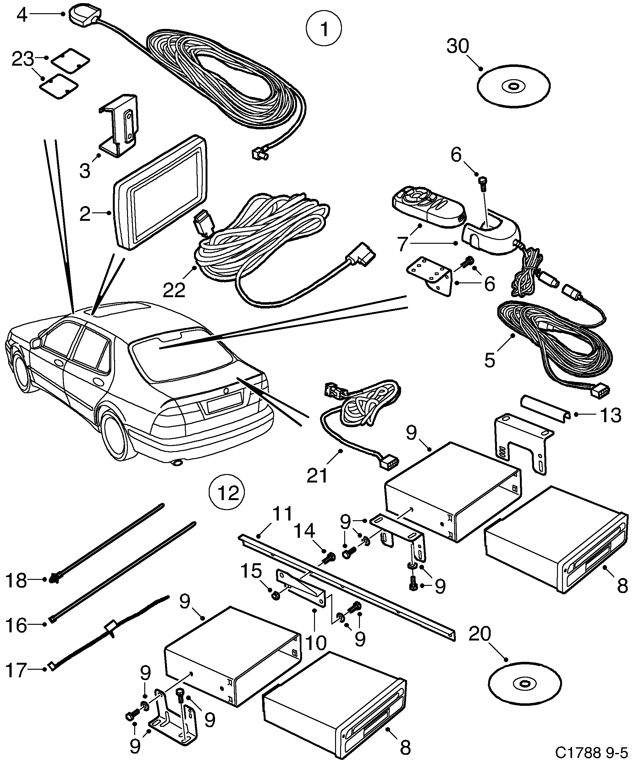 Schéma technique Saab 9-5 (9600) 2003 - Section 245 : Accessoire électrique