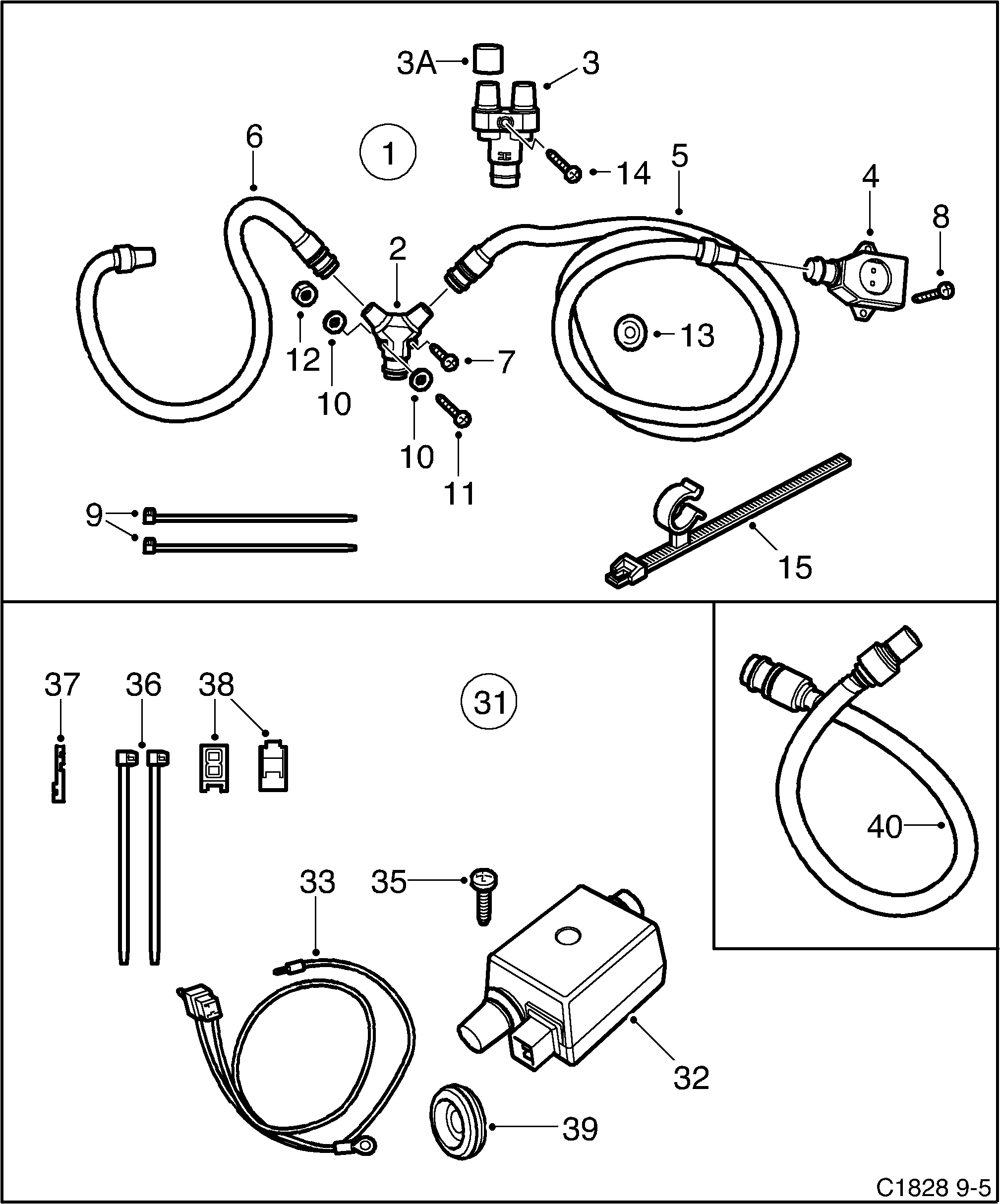 Schéma technique Saab 9-5 (9600) 2010 - Section 650 : Accessoire carrosserie