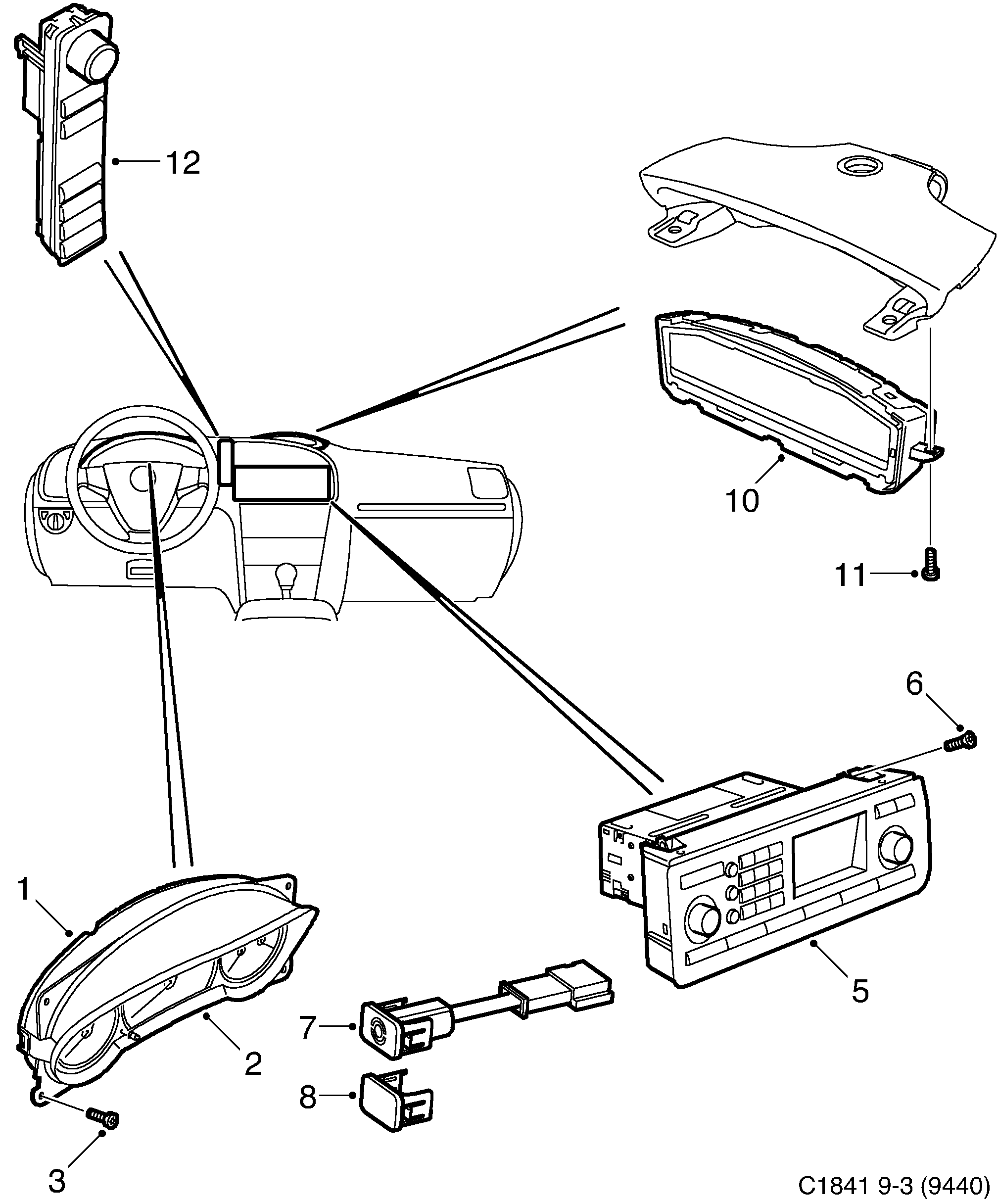 Schéma technique Saab 9-3 (9440) 2003 - Section 5000 : Wiring and fuses