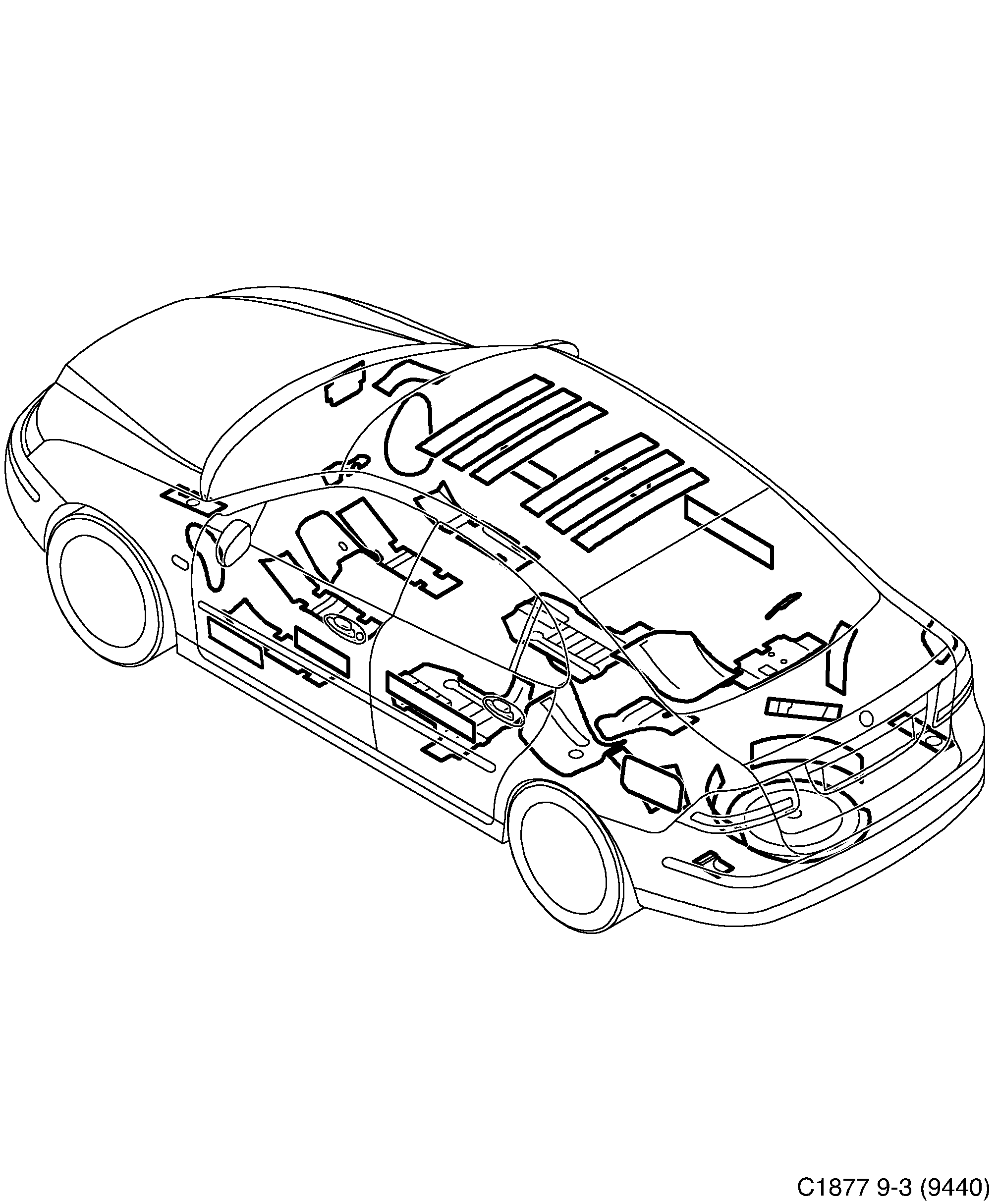 Schéma technique Saab 9-3 (9440) 2008 - Section 2200 : Upholstery