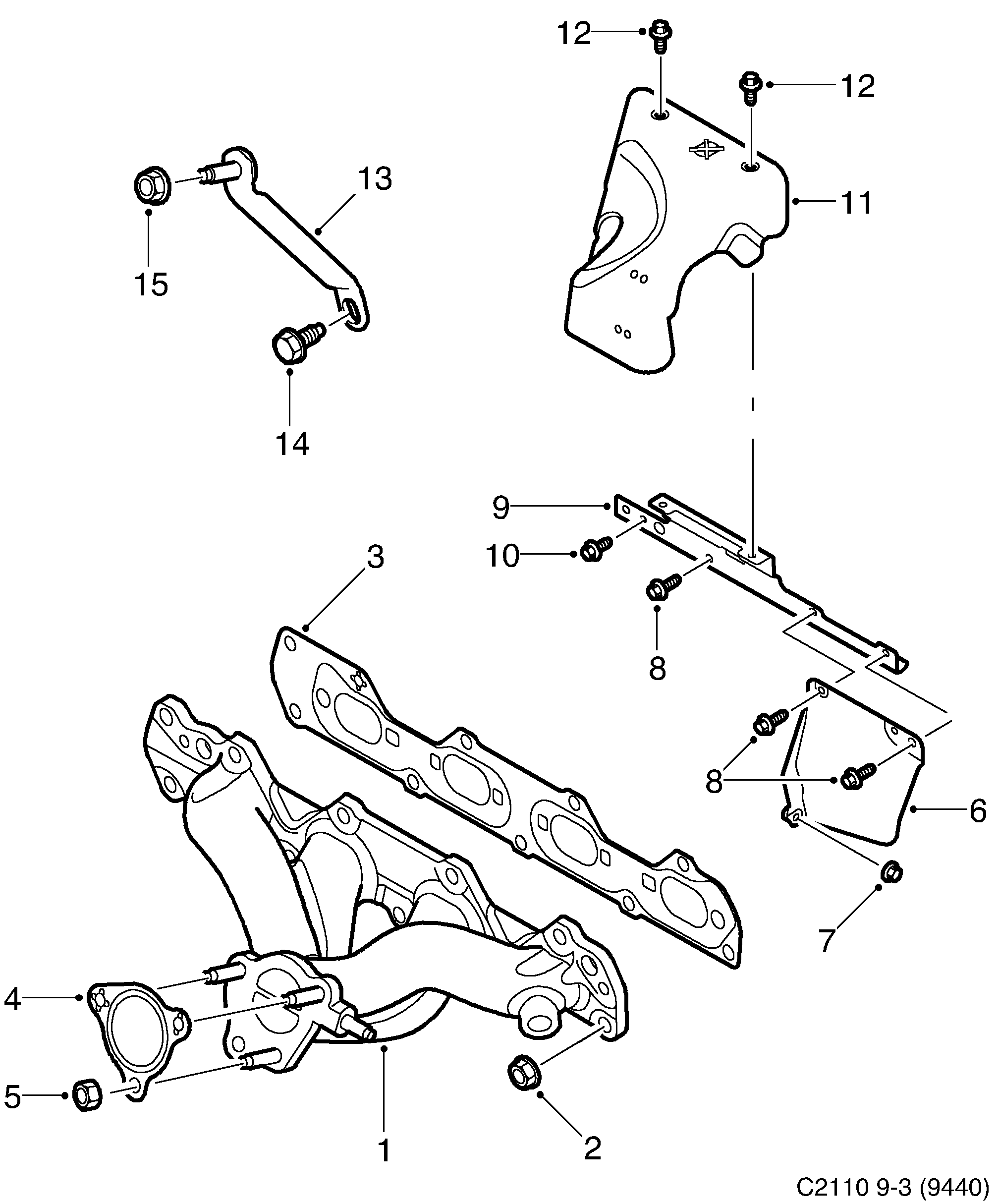 Schéma technique Saab 9-3 (9440) 2012 - Section 4200 : Intake and exhaust system