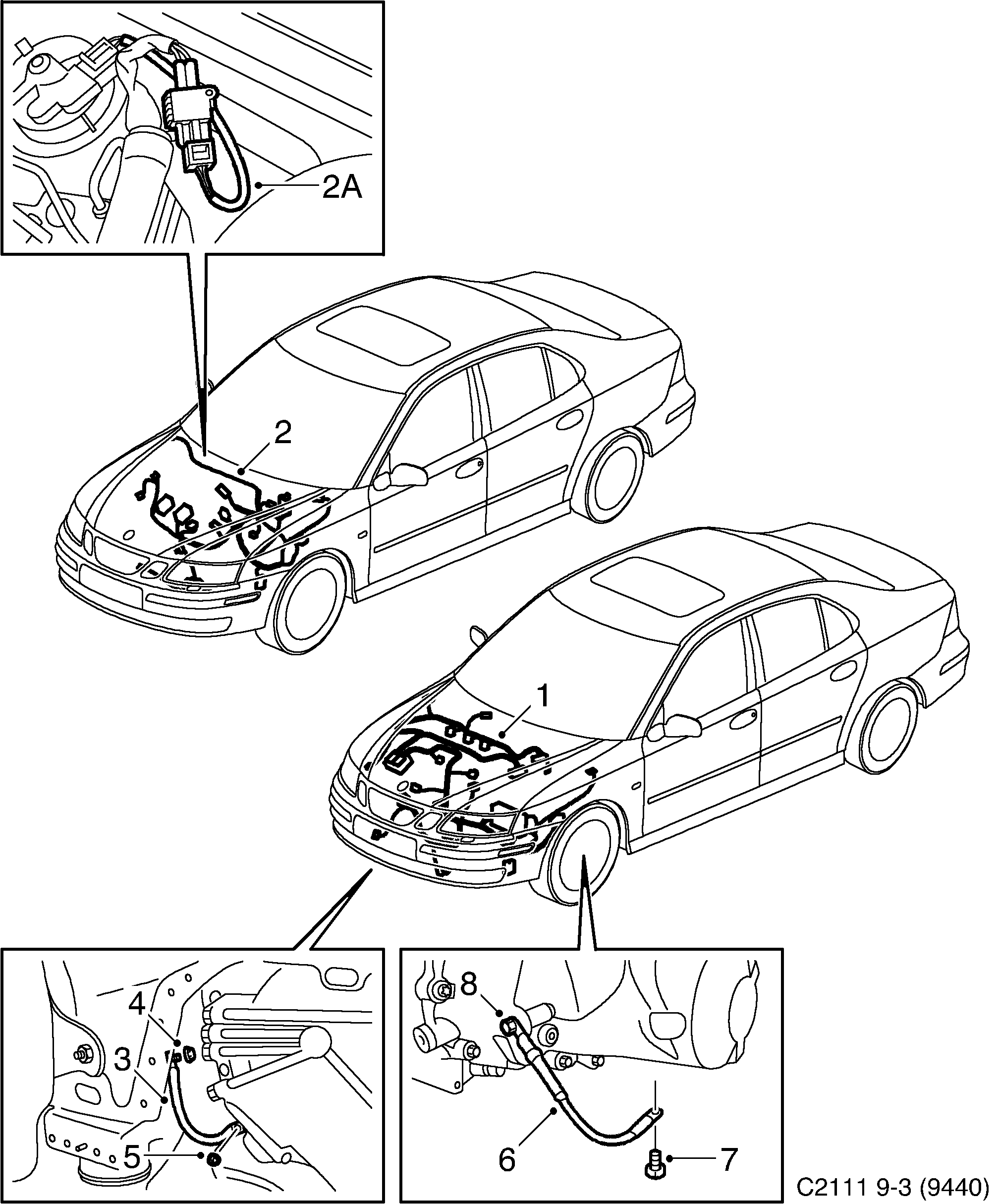 Schéma technique Saab 9-3 (9440) 2003 - Section 3110 : Wiring and fuses