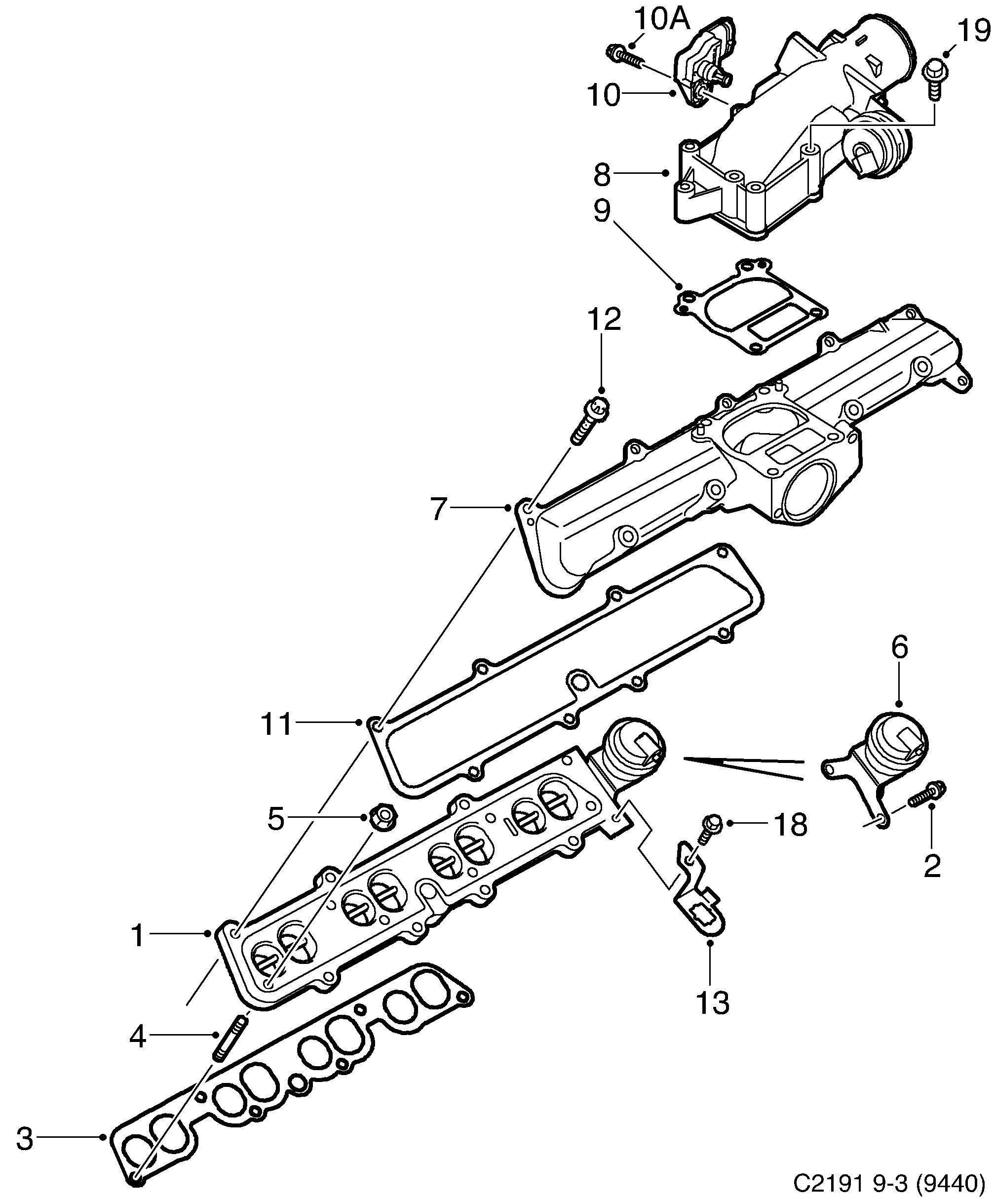 Schéma technique Saab 9-3 (9440) 2003 - Section 4050 : Intake and exhaust system