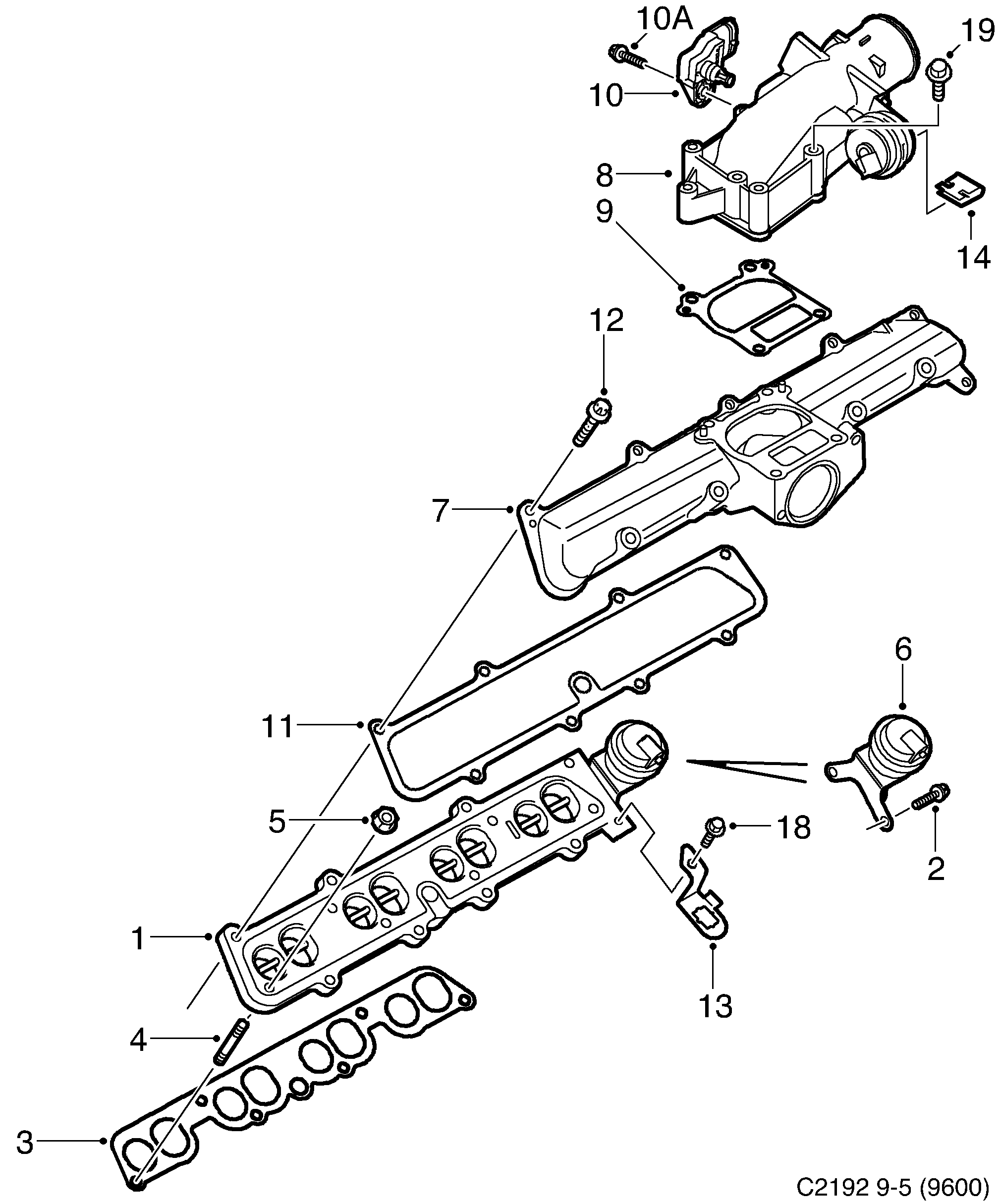 Schéma technique Saab 9-5 (9600) 2003 - Section 740 : Intake and exhaust system