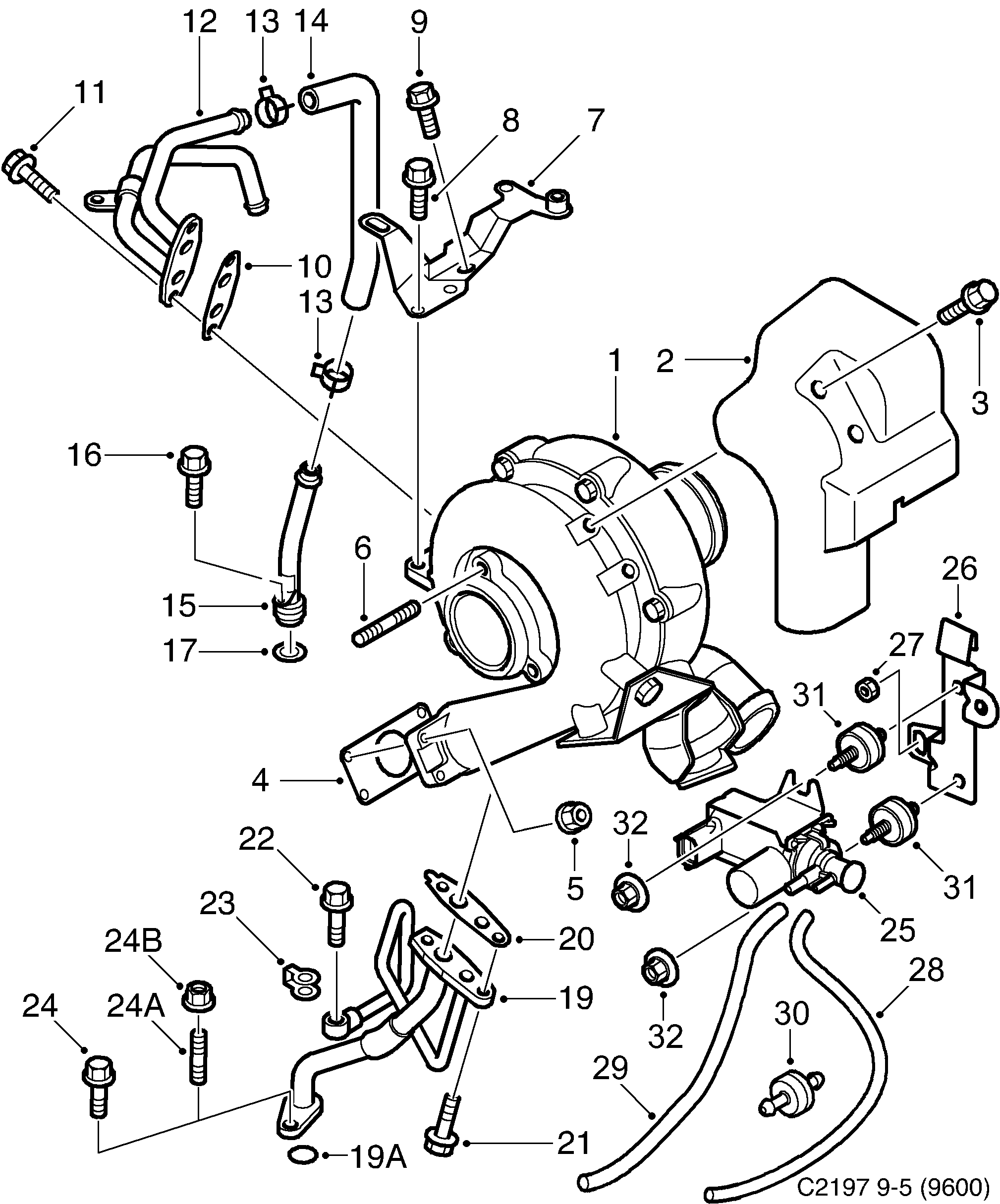 Schéma technique Saab 9-5 (9600) 2003 - Section 1220 : Система наддува