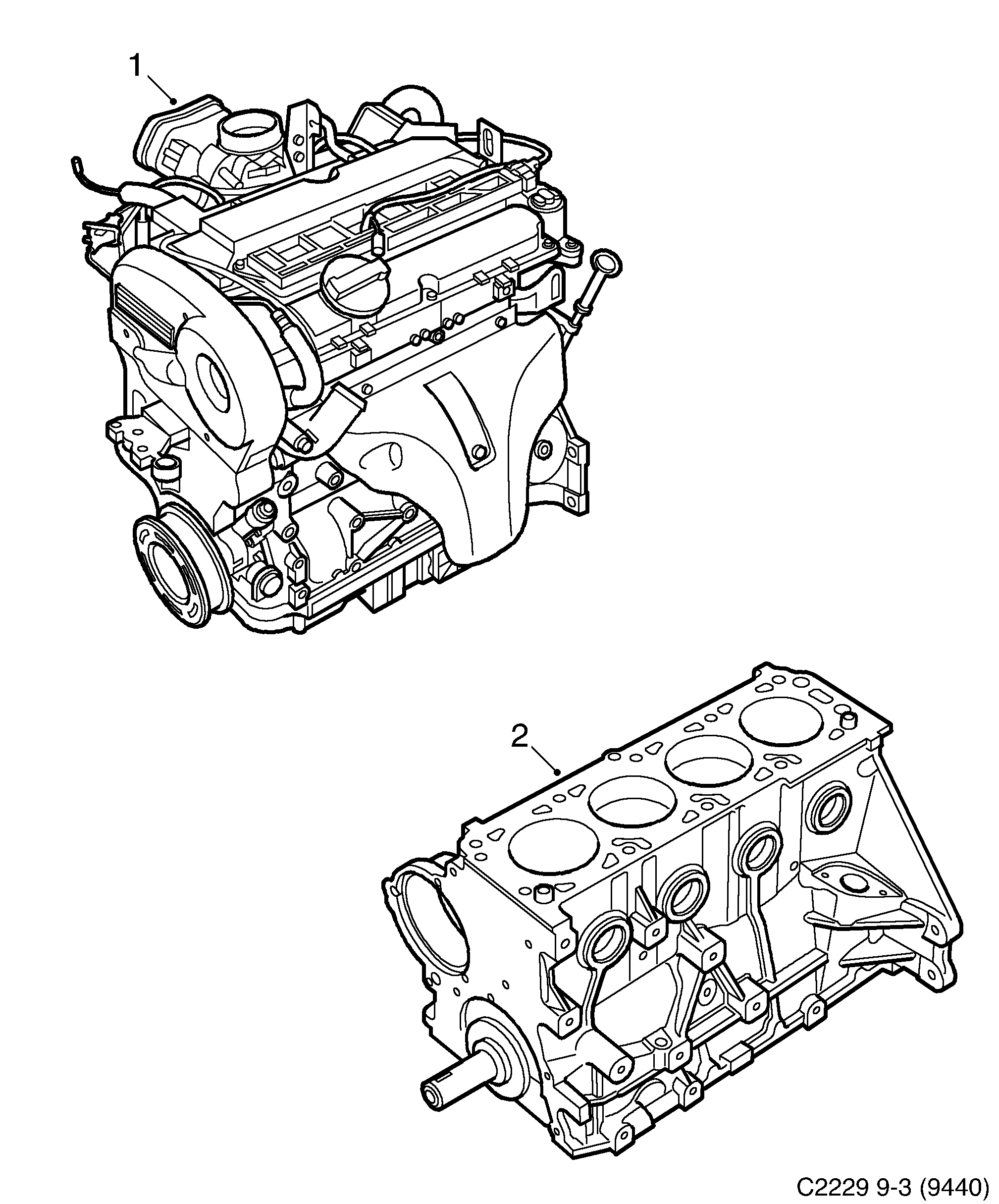 Schéma technique Saab 9-3 (9440) 2009 - Section 525 : Корпус двигателя