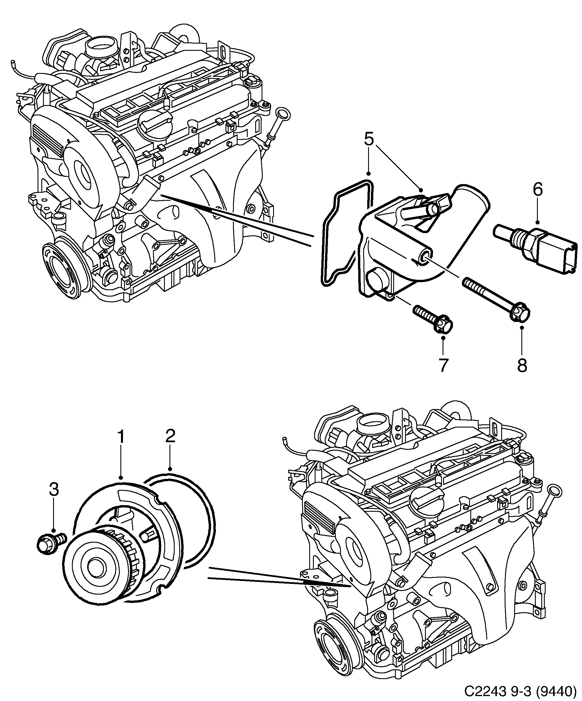 Schéma technique Saab 9-3 (9440) 2007 - Section 5825 : Cooling system