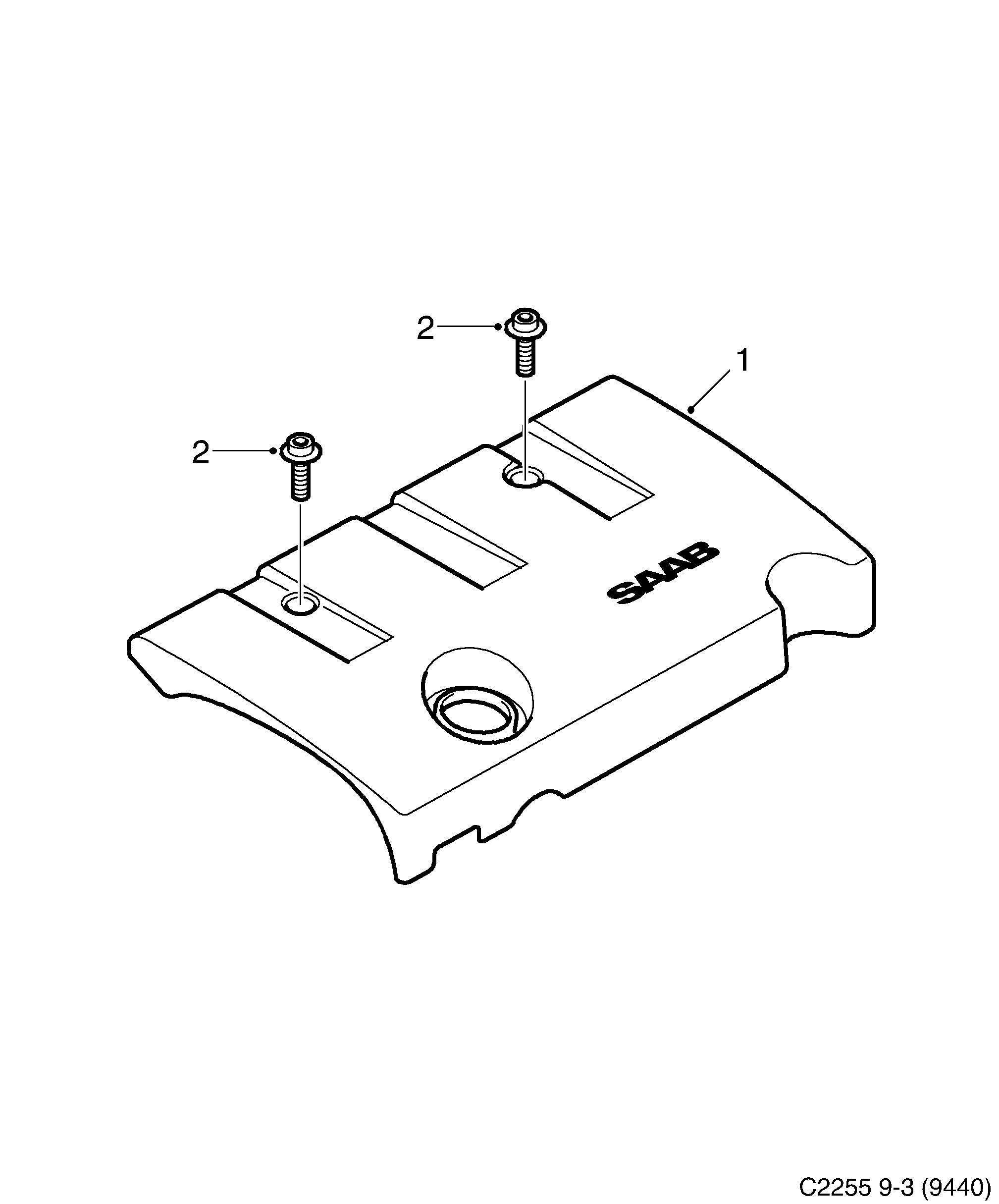 Schéma technique Saab 9-3 (9440) 2009 - Section 8025 : Engine bay cover