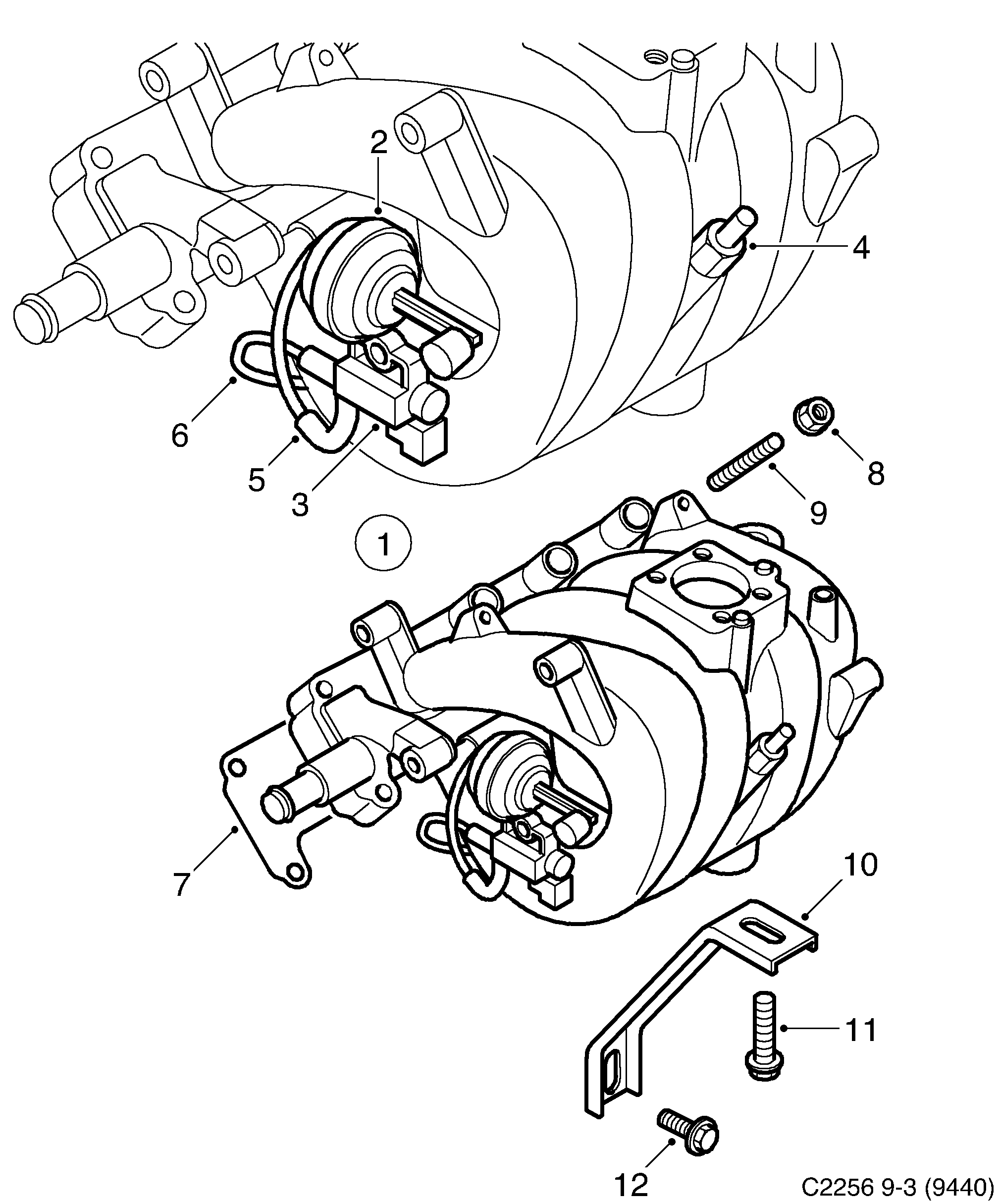 Schéma technique Saab 9-3 (9440) 2009 - Section 4025 : Intake and exhaust system