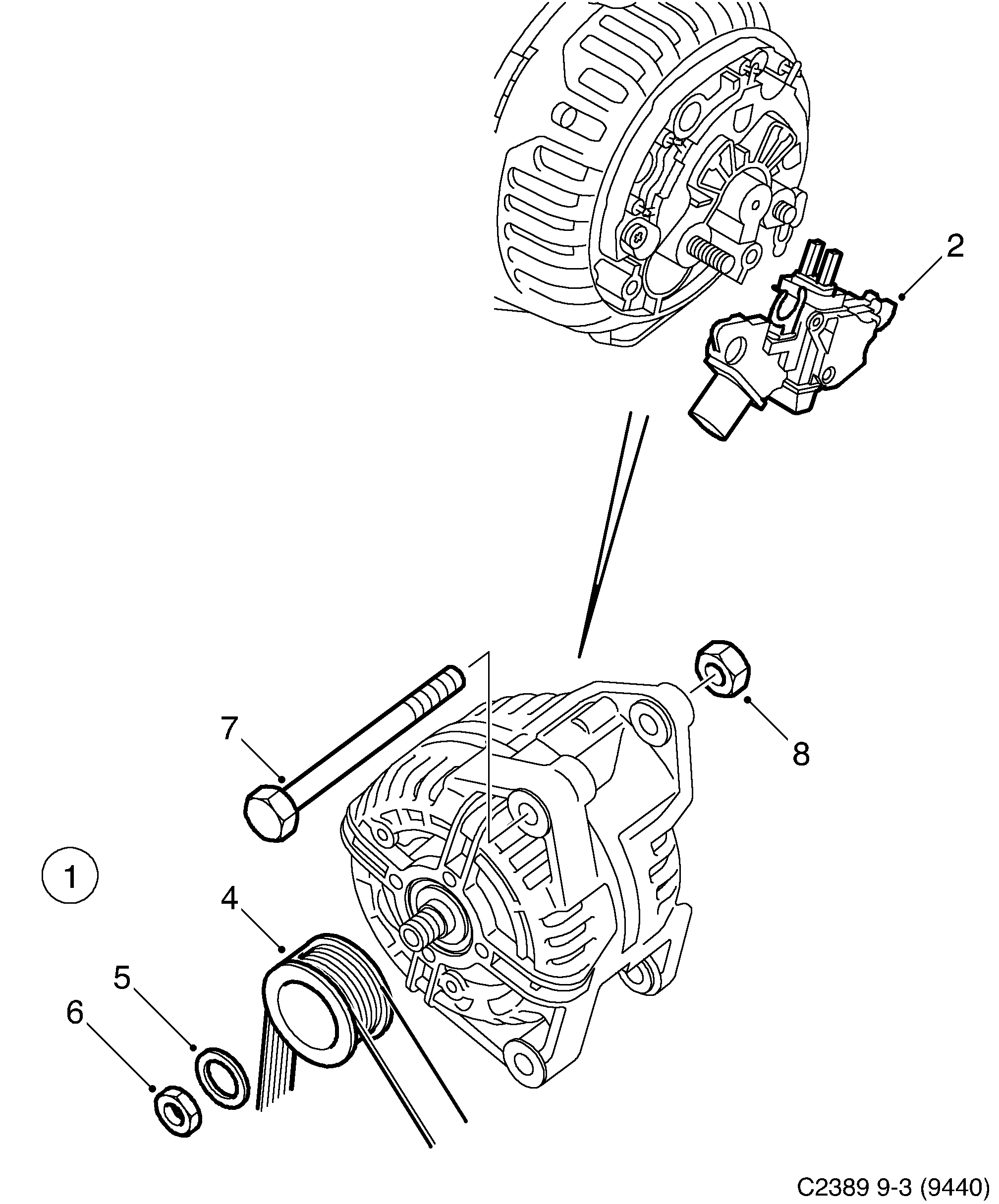 Schéma technique Saab 9-3 (9440) 2004 - Section 250 : Generator