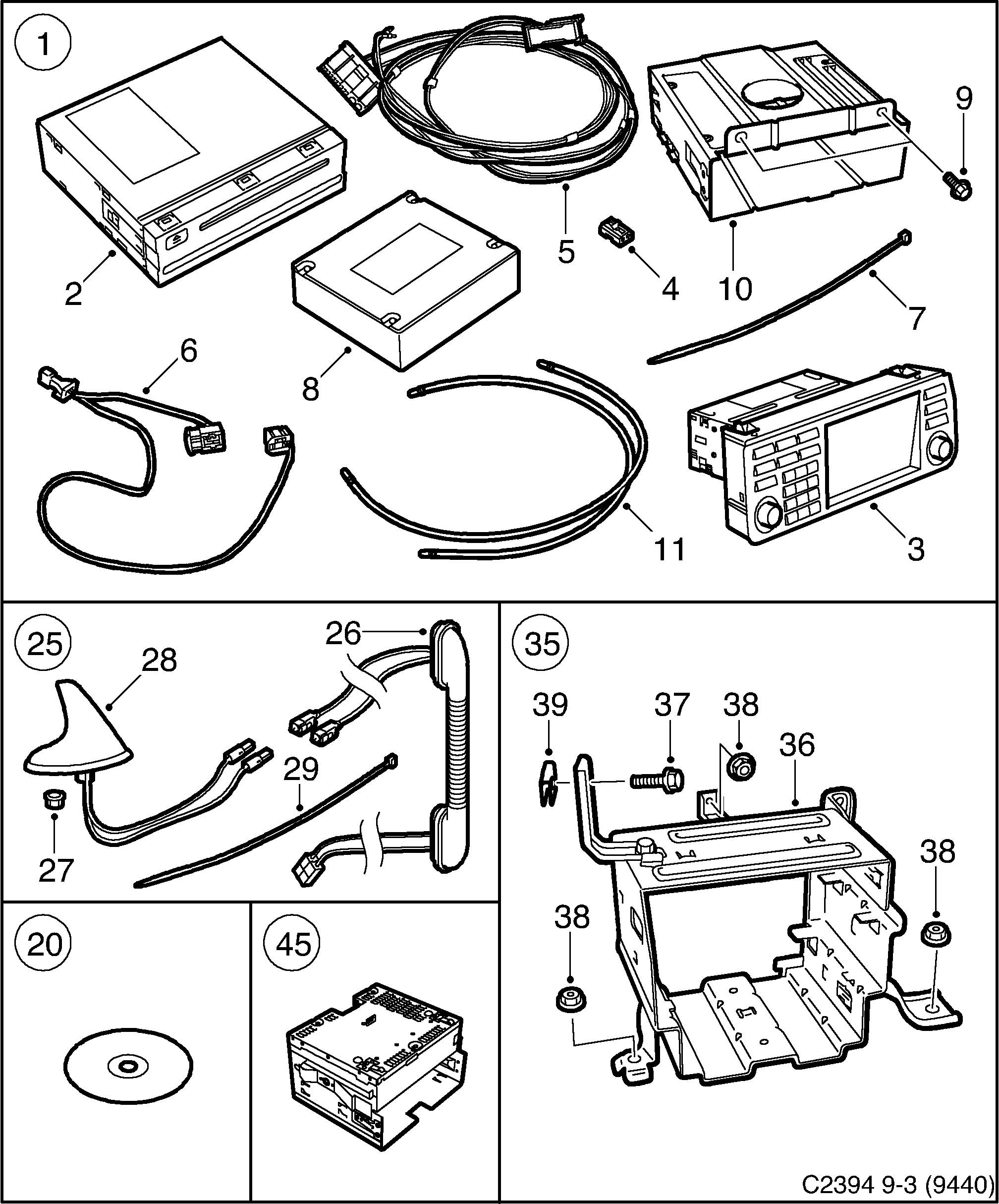 Schéma technique Saab 9-3 (9440) 2004 - Section 265 : Accessoire électrique