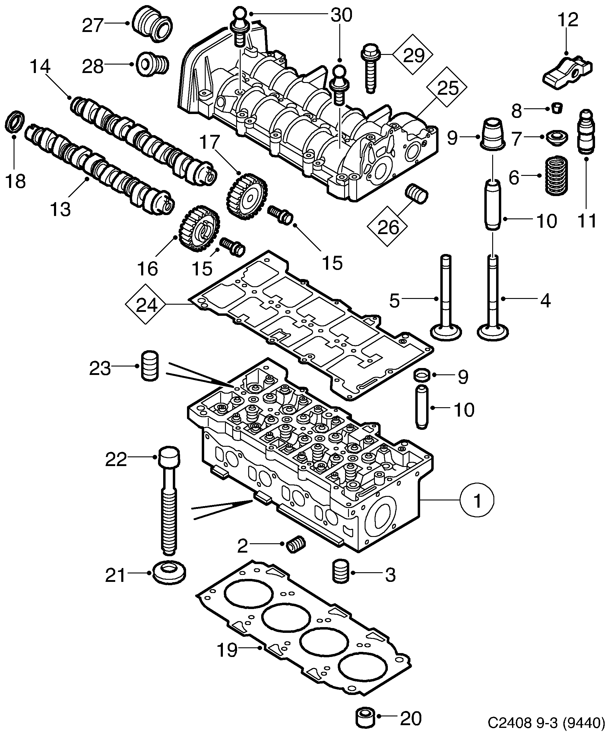 Schéma technique Saab 9-3 (9440) 2012 - Section 285 : Corps de moteur