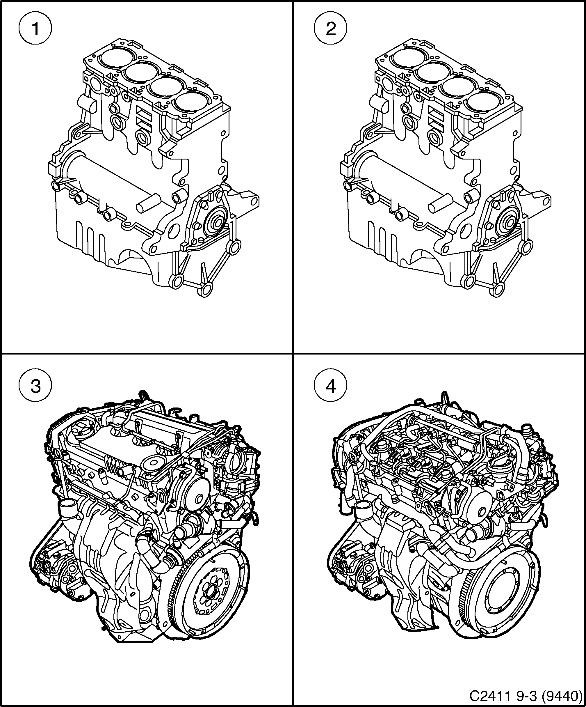 Schéma technique Saab 9-3 (9440) 2010 - Section 575 : Corps de moteur