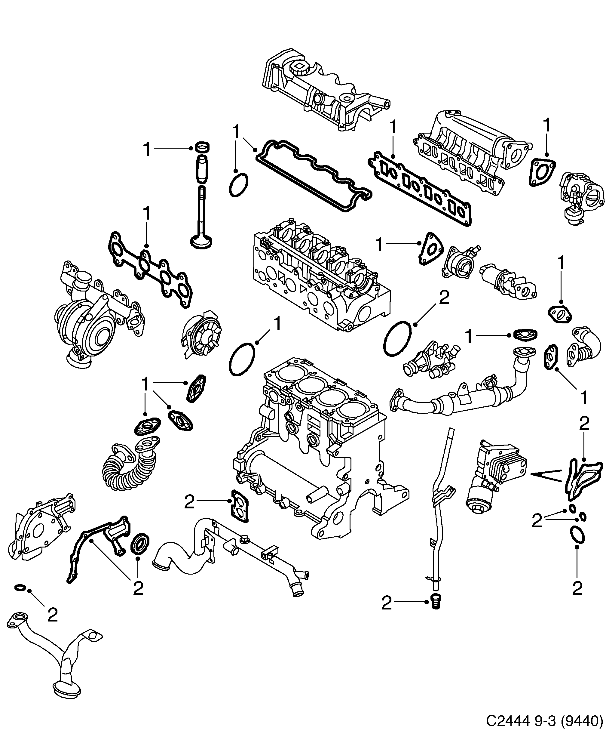 Schéma technique Saab 9-3 (9440) 2010 - Section 9100 : Вставки