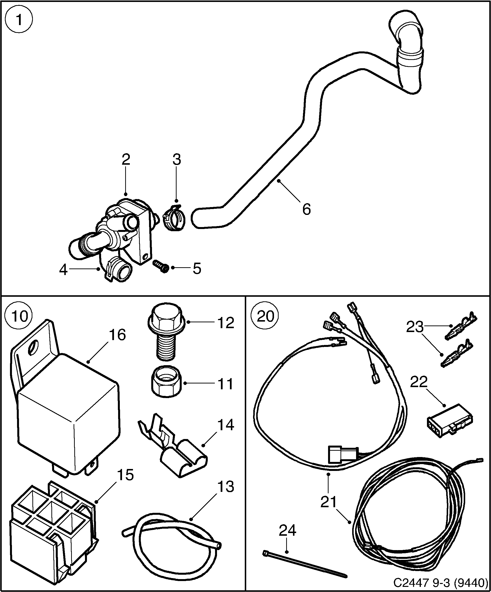 Schéma technique Saab 9-3 (9440) 2003 - Section 660 : Accessories body
