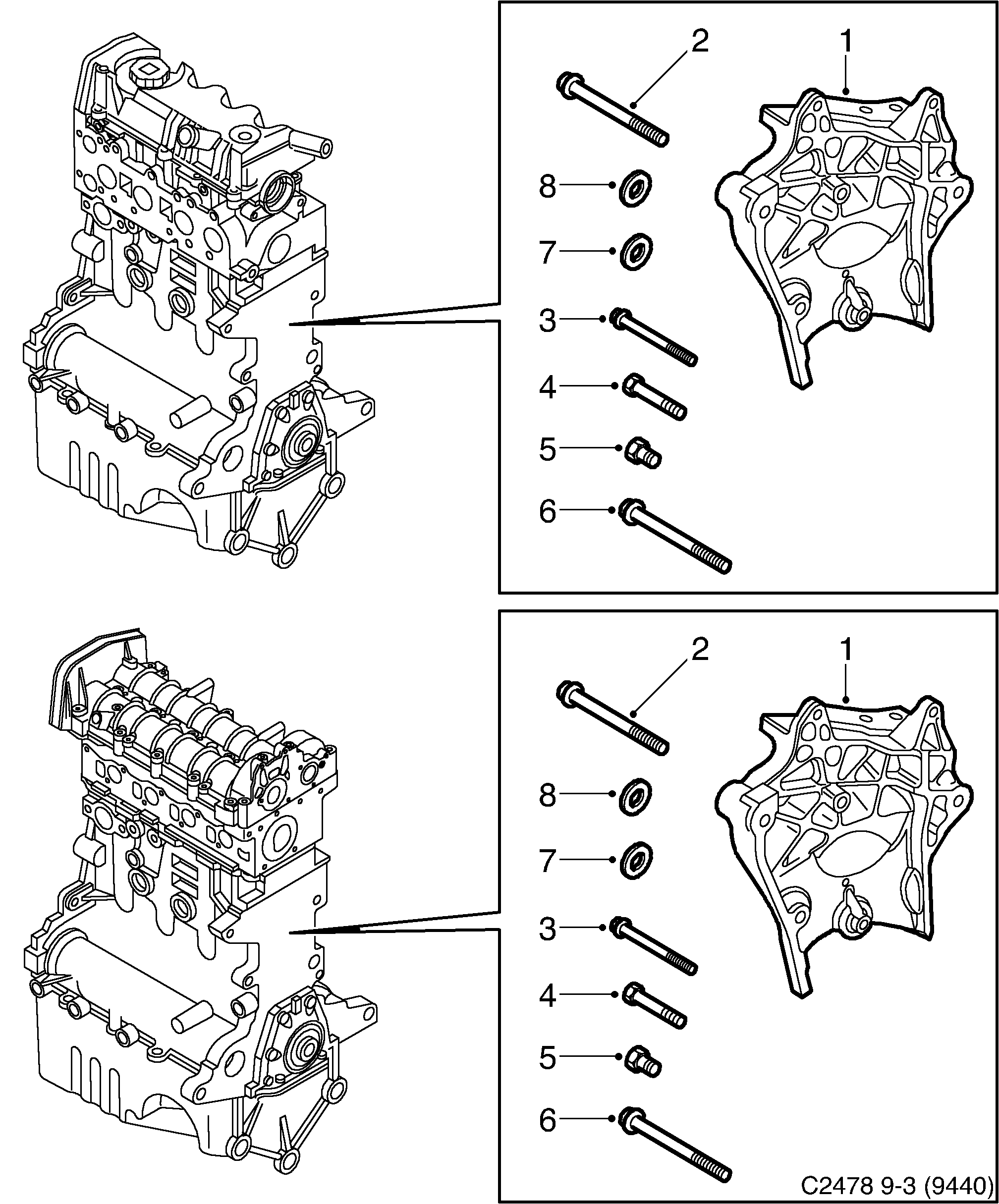 Schéma technique Saab 9-3 (9440) 2009 - Section 185 : Short block