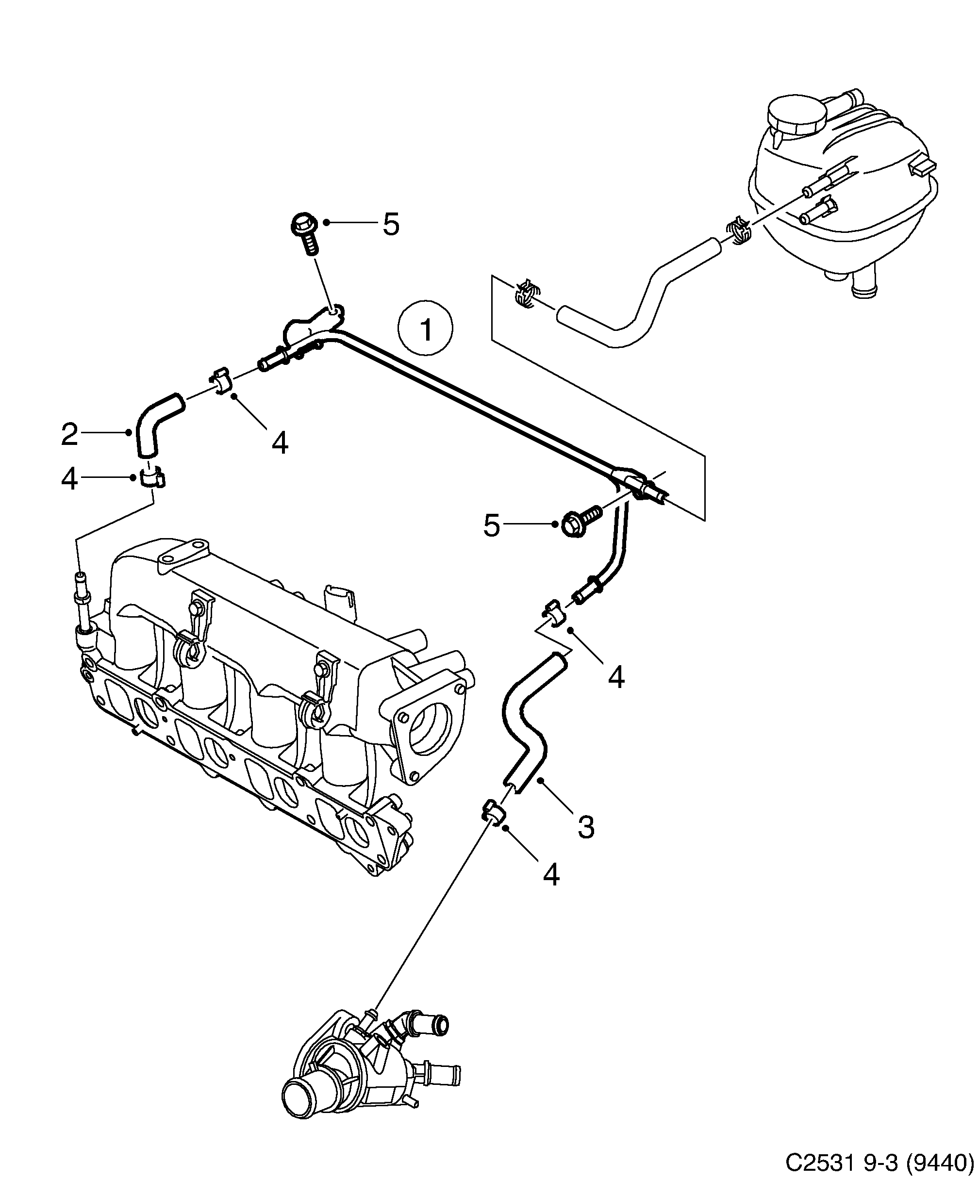 Schéma technique Saab 9-3 (9440) 2009 - Section 5200 : Cooling system