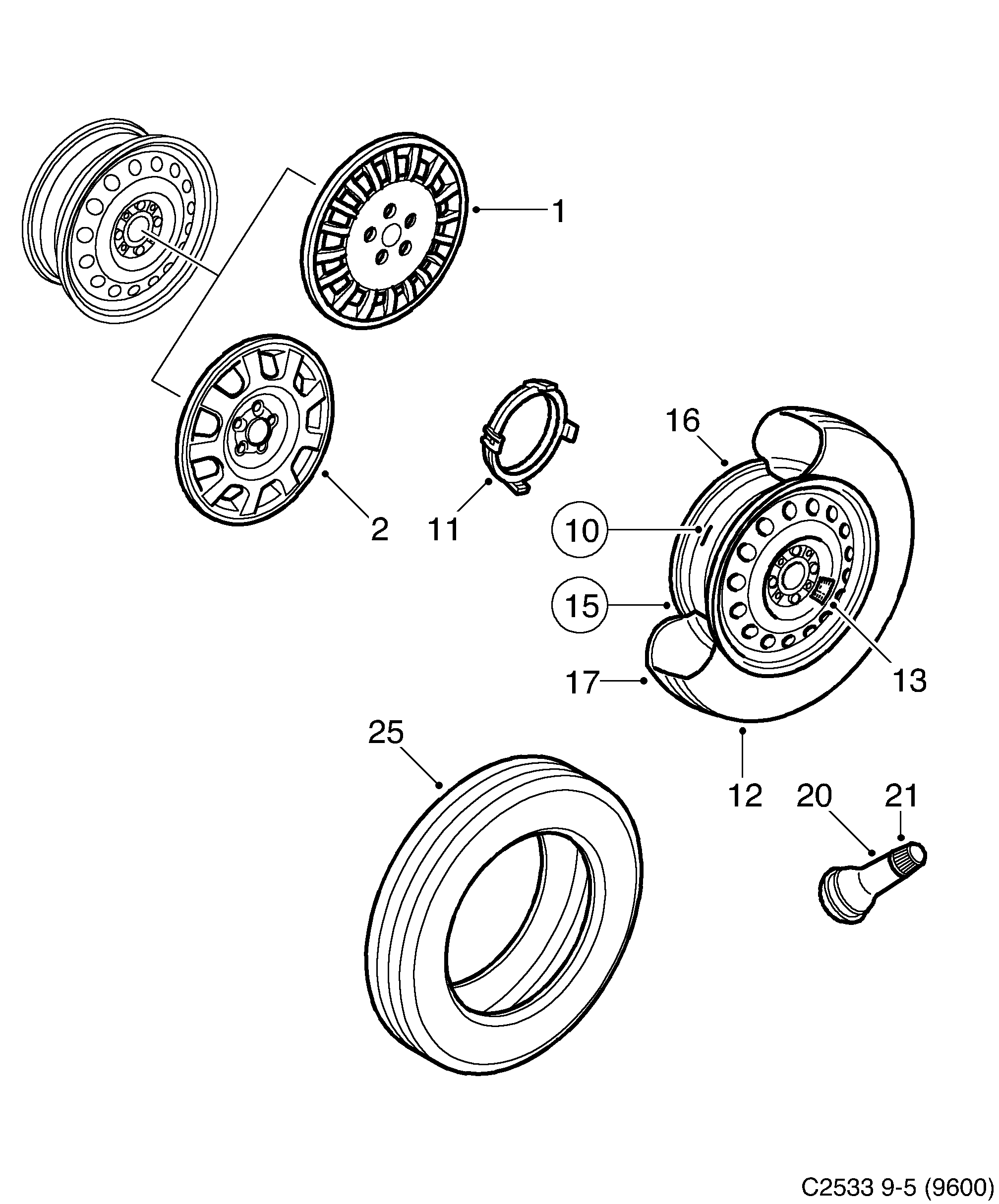 Schéma technique Saab 9-5 (9600) 2005 - Section 140 :