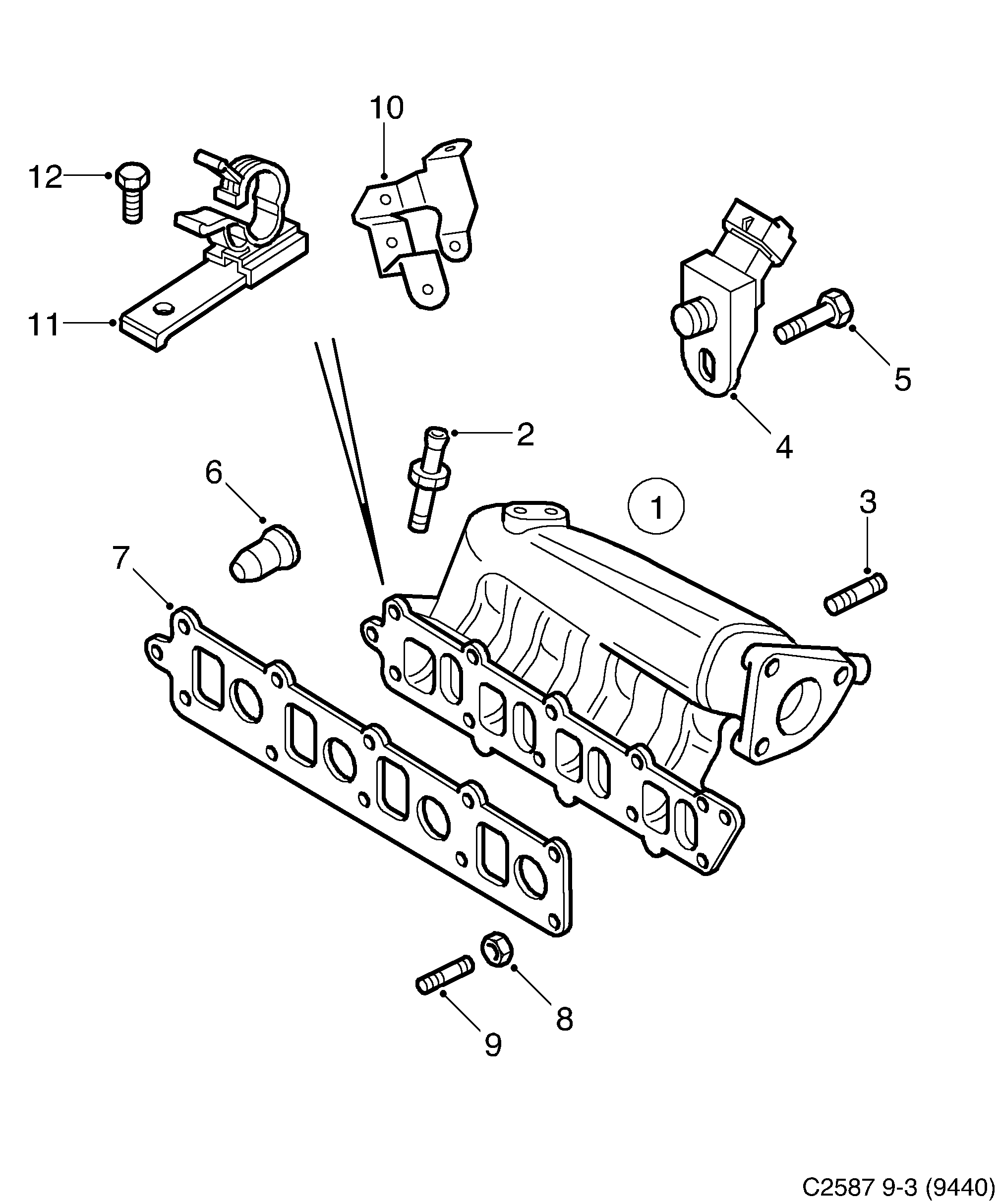 Schéma technique Saab 9-3 (9440) 2009 - Section 4075 : Intake and exhaust system