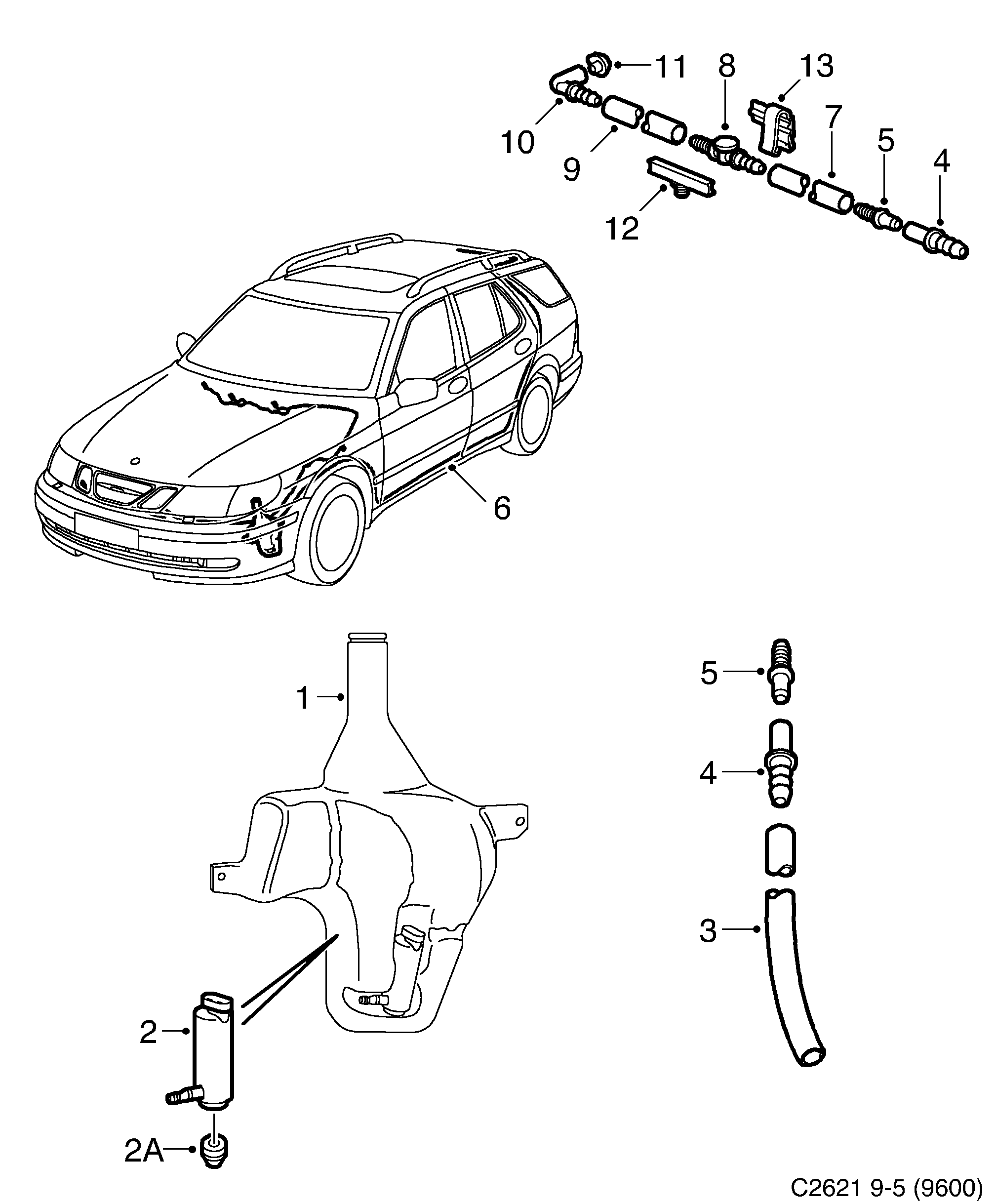 Schéma technique Saab 9-5 (9600) 2002 - Section 497 : Autre équipement électrique