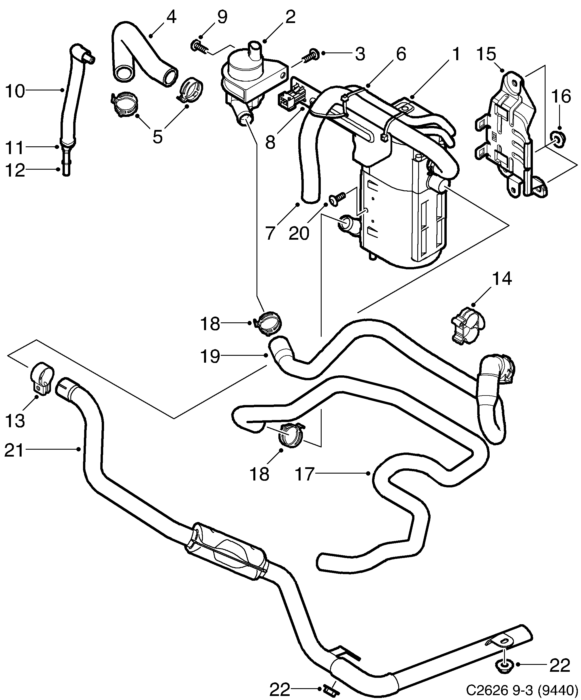 Schéma technique Saab 9-3 (9440) 2007 - Section 5325 : Система охлаждения