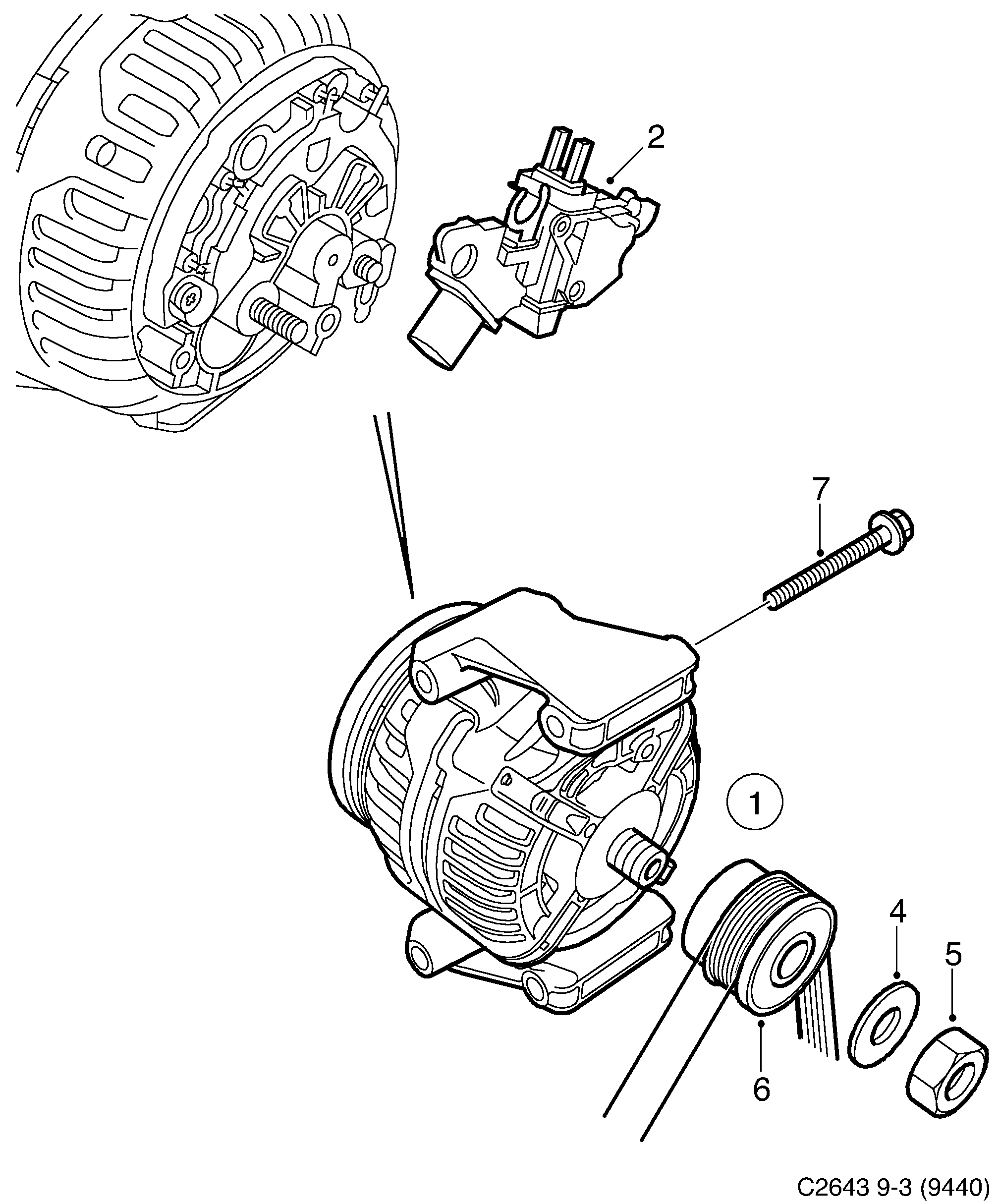 Schéma technique Saab 9-3 (9440) 2007 - Section 200 : Generator