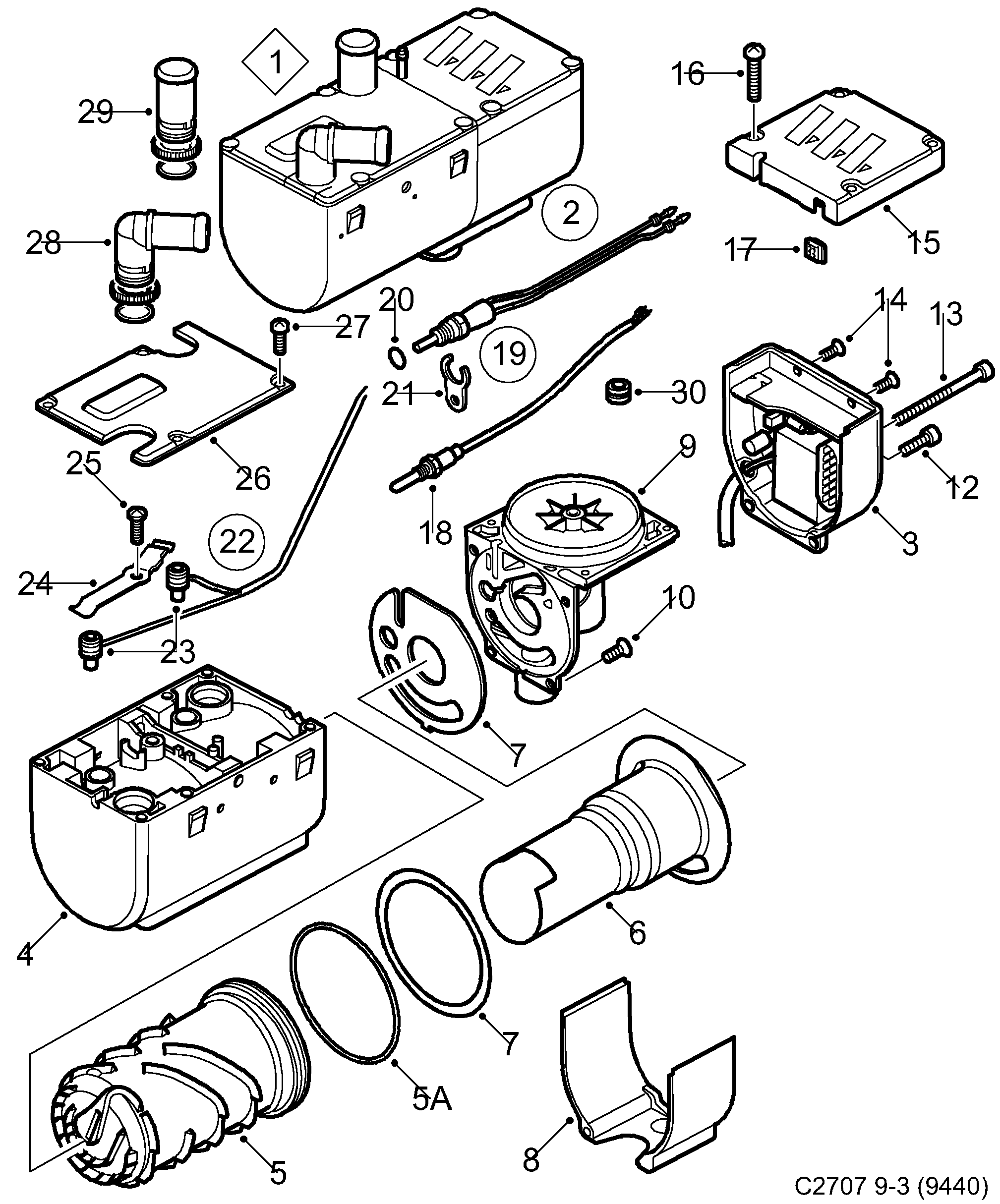 Schéma technique Saab 9-3 (9440) 2011 - Section 5375 : Cooling system