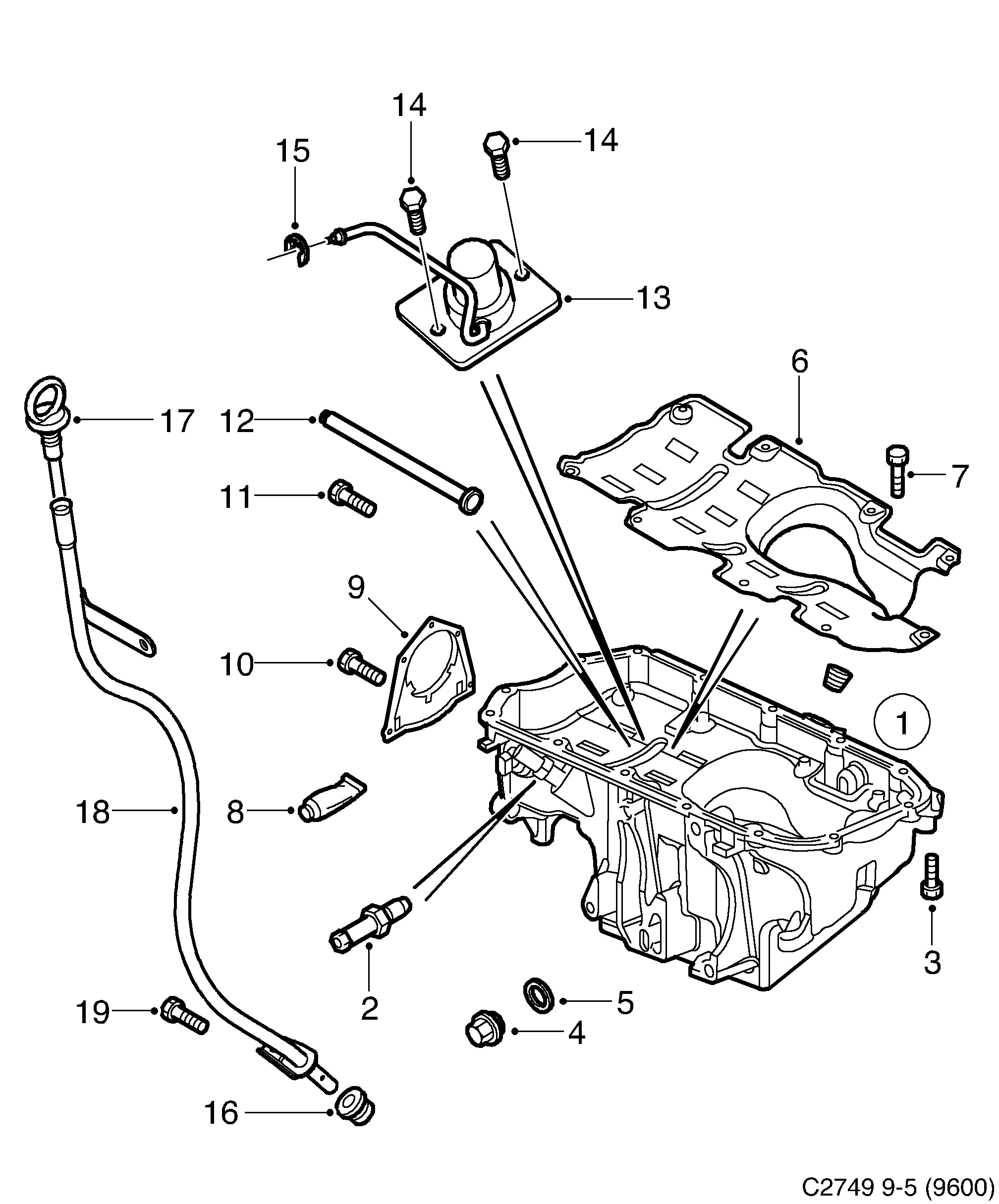 Schéma technique Saab 9-5 (9600) 2007 - Section 442 : Lubricating system