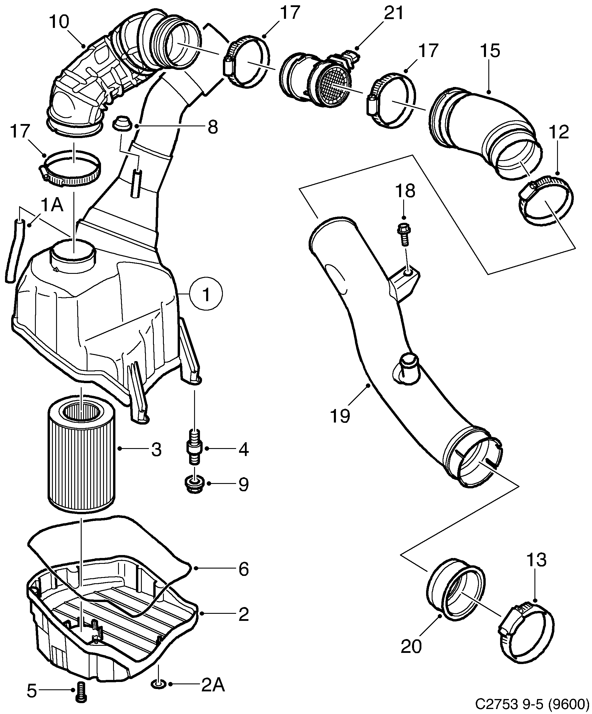 Schéma technique Saab 9-5 (9600) 2009 - Section 545 : Топливная система