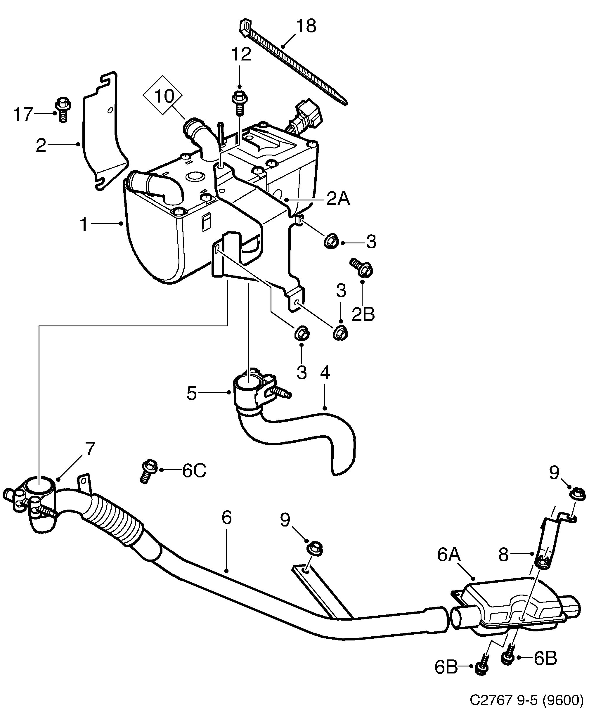 Schéma technique Saab 9-5 (9600) 2007 - Section 962 : Cooling system