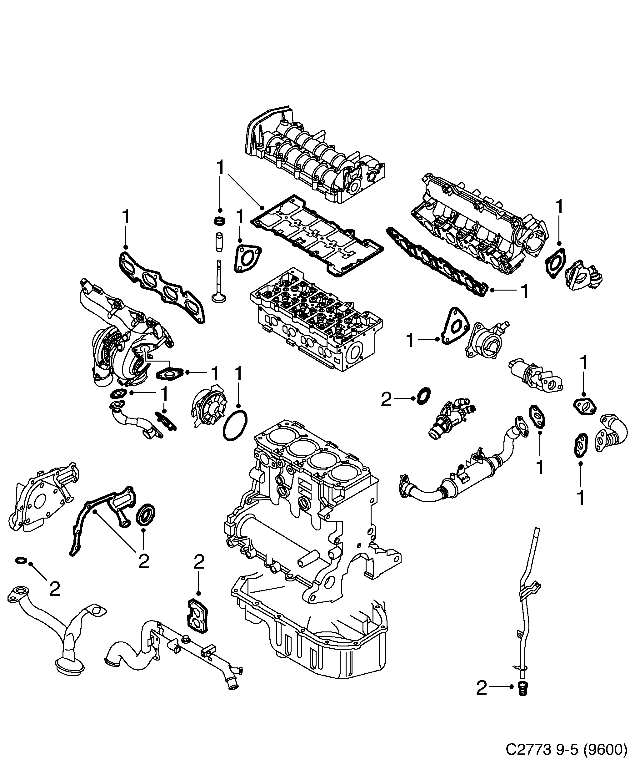 Schéma technique Saab 9-5 (9600) 2006 - Section 1300 : Jeux