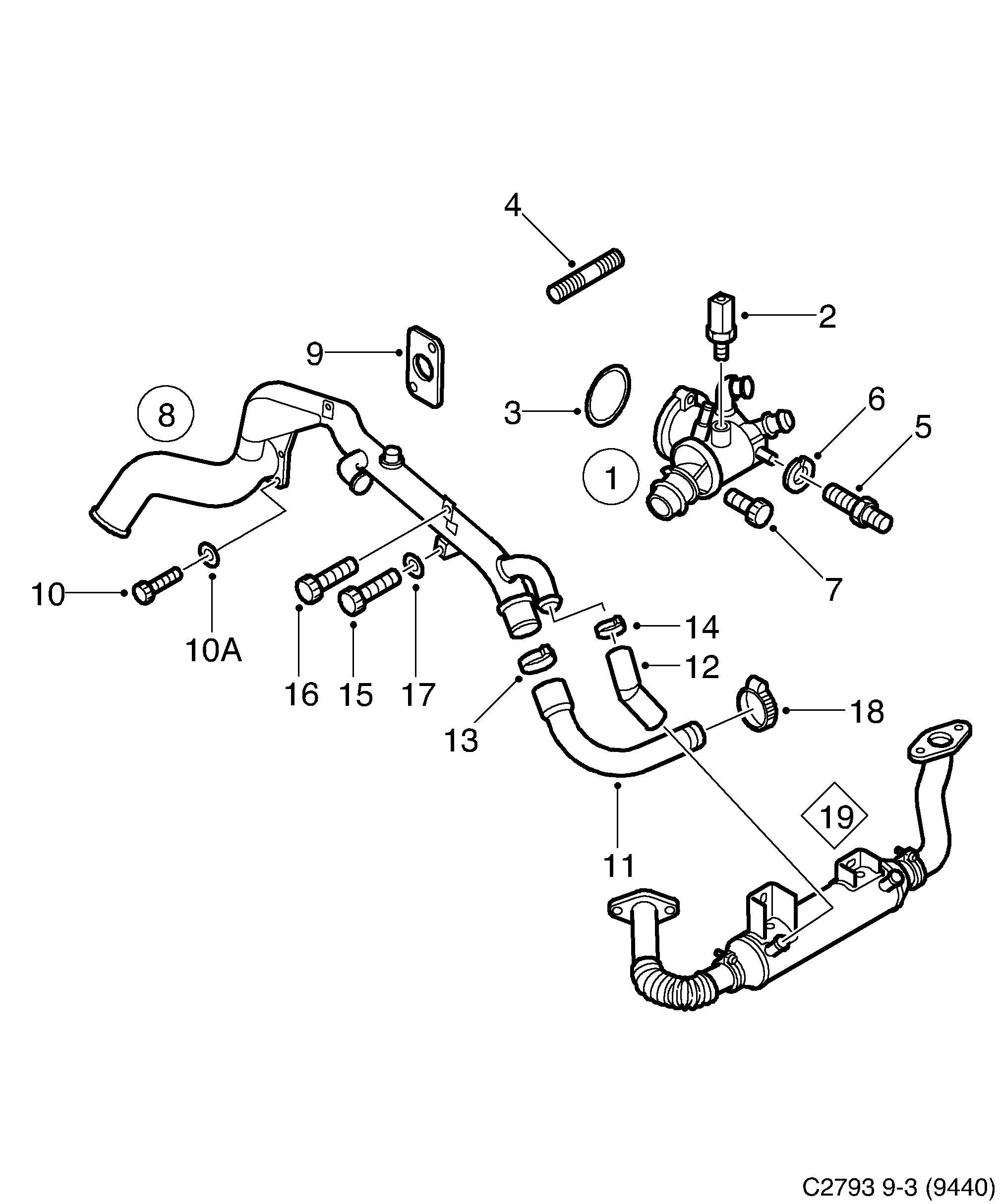 Schéma technique Saab 9-3 (9440) 2005 - Section 5890 : Cooling system