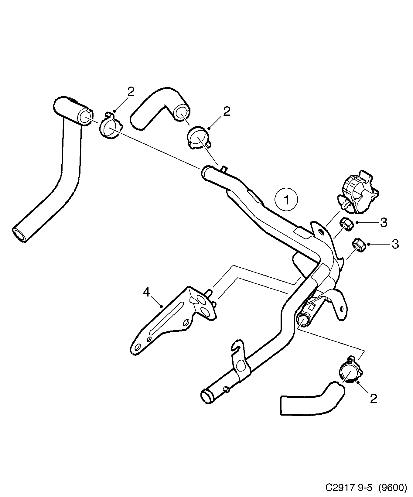 Schéma technique Saab 9-5 (9600) 2006 - Section 957 : Cooling system