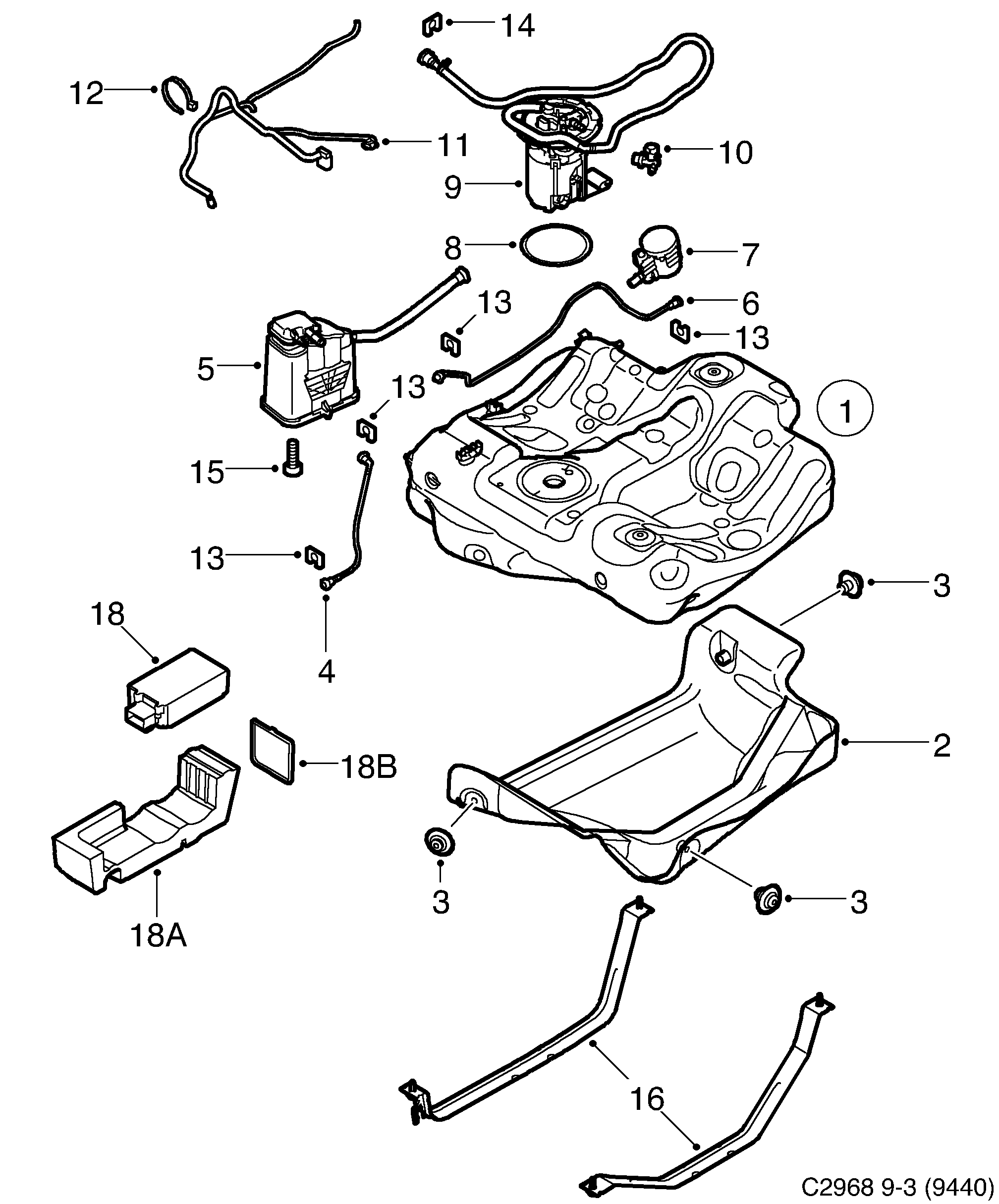 Schéma technique Saab 9-3 (9440) 2012 - Section 3120 : Fuel system