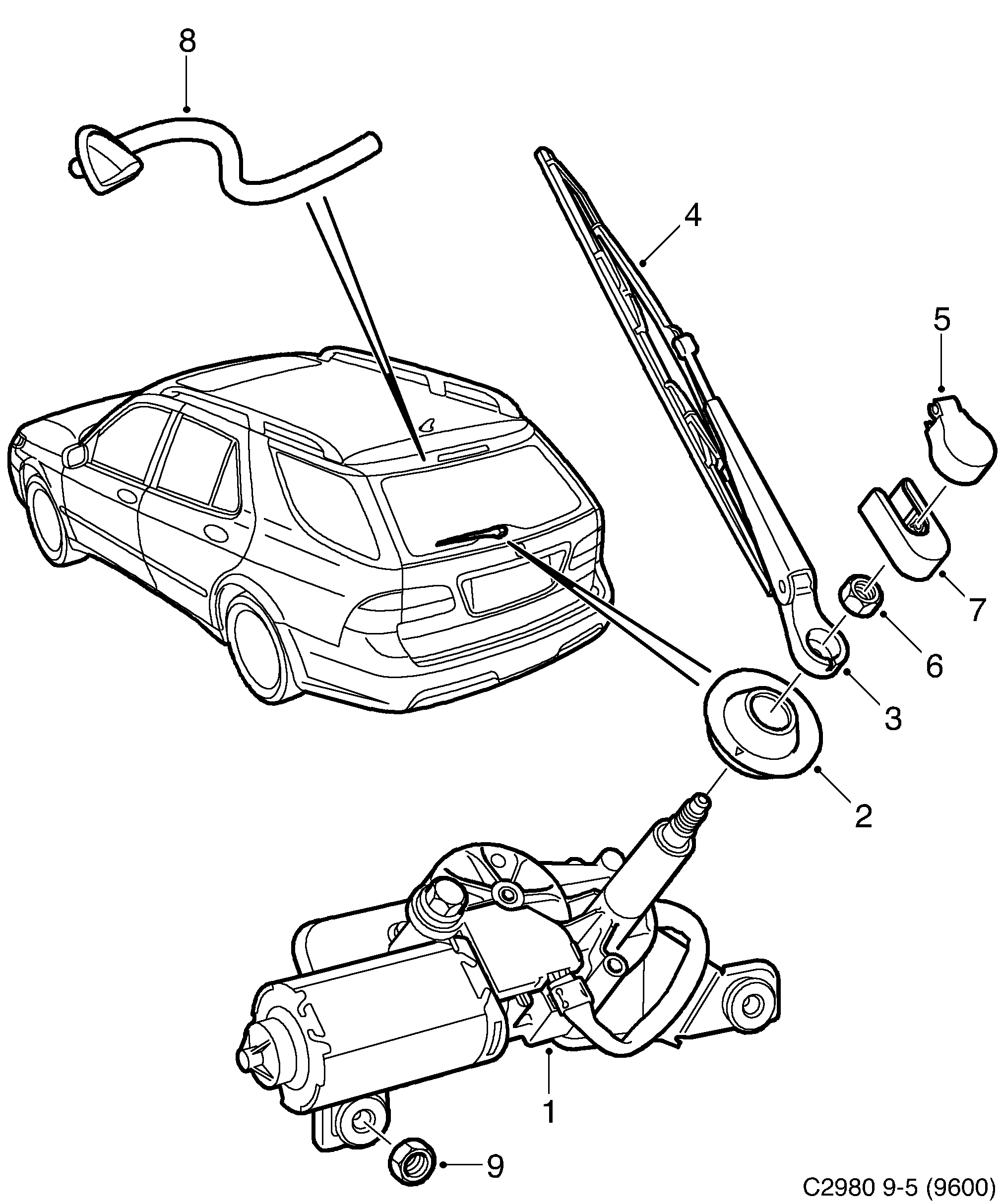 Schéma technique Saab 9-5 (9600) 1999 - Section 500 : Autre équipement électrique