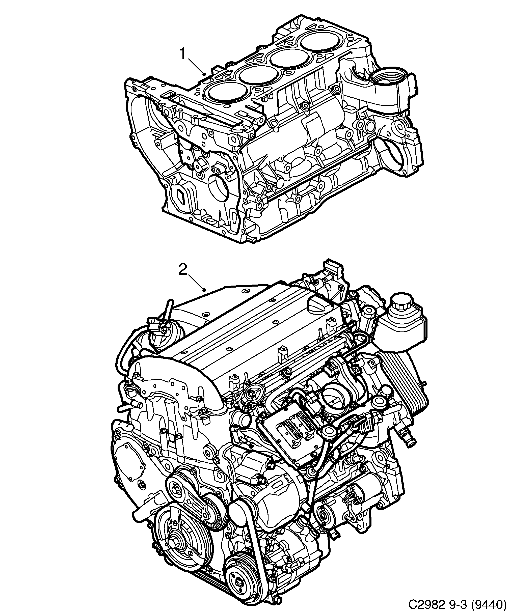 Schéma technique Saab 9-3 (9440) 2009 - Section 500 : Корпус двигателя