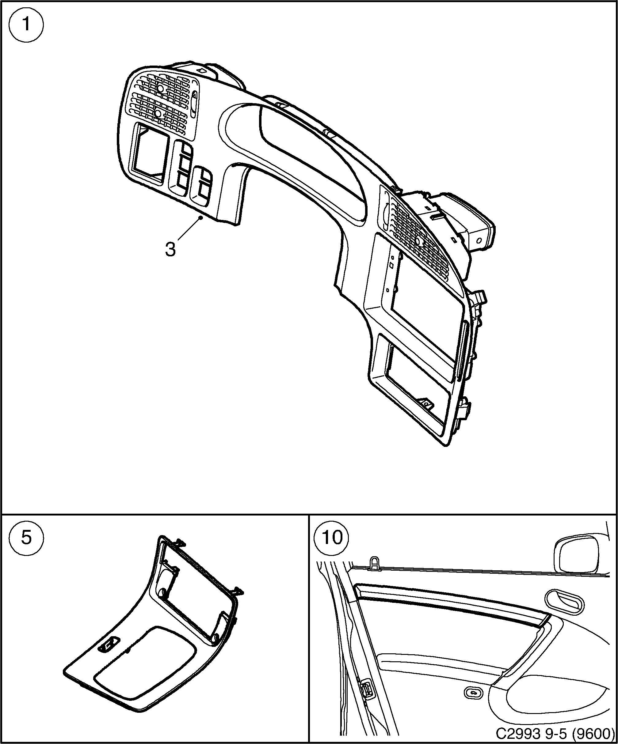 Schéma technique Saab 9-5 (9600) 2007 - Section 482 : Принадлежности кузова