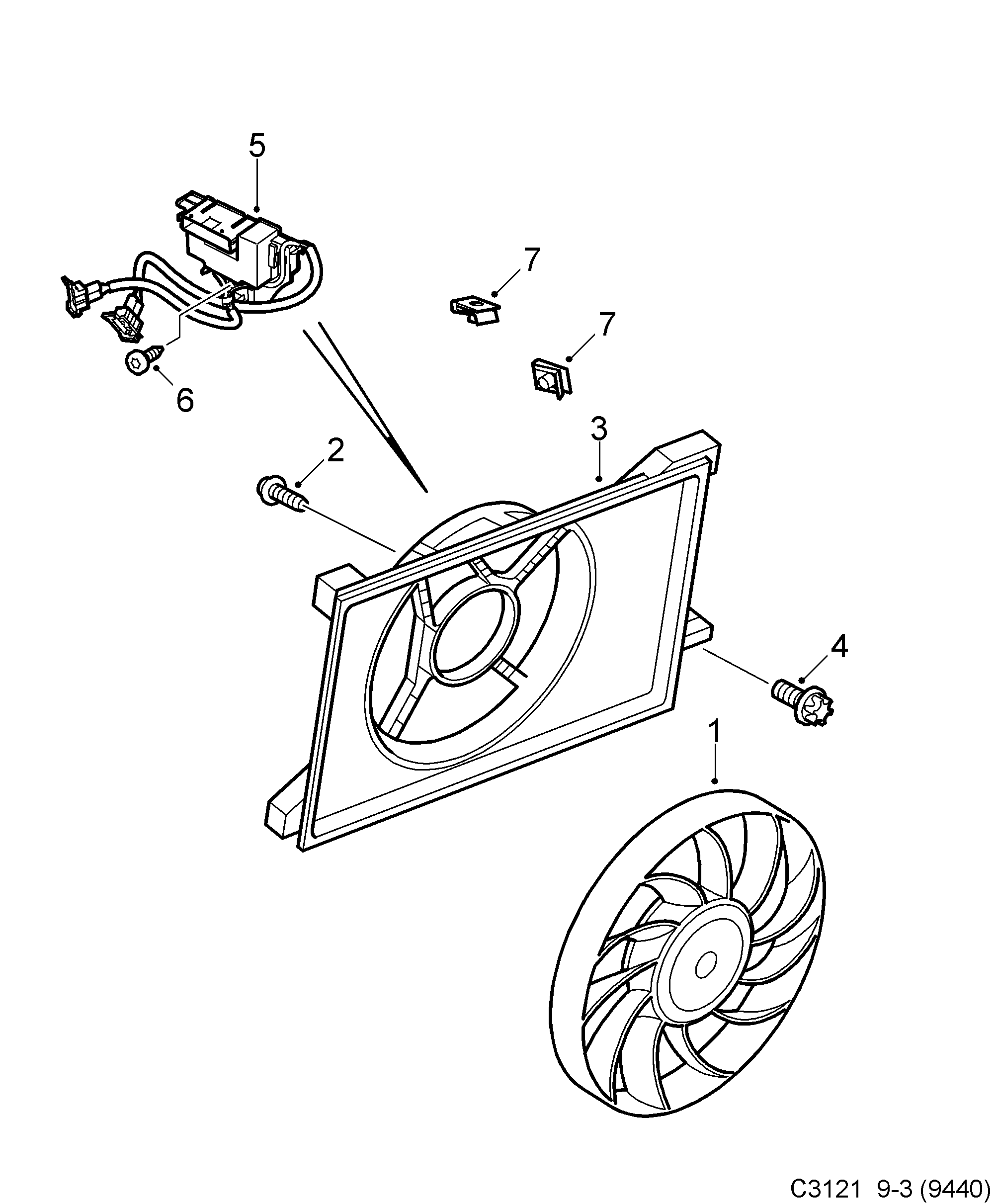 Schéma technique Saab 9-3 (9440) 2004 - Section 5425 : Cooling system
