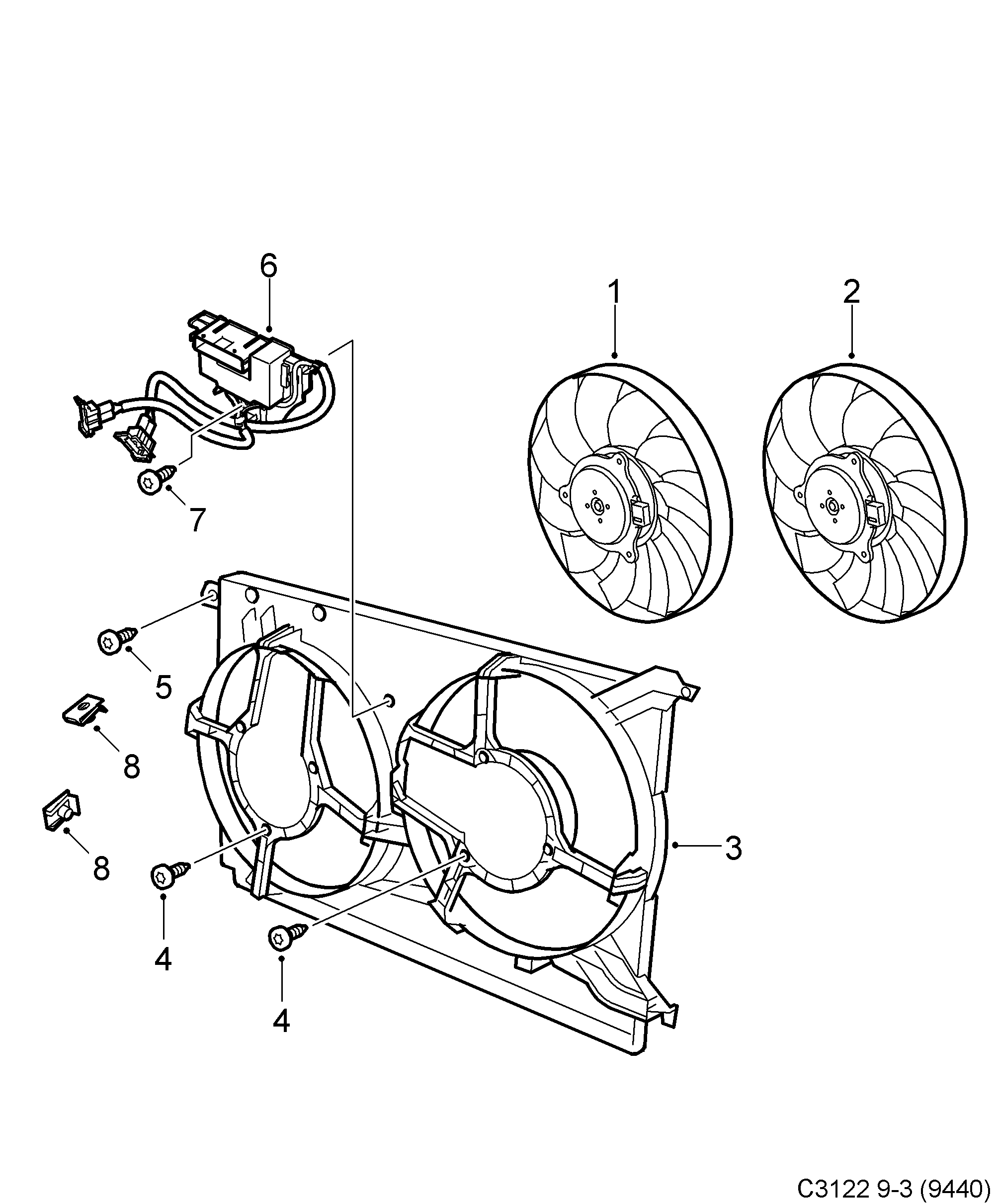 Schéma technique Saab 9-3 (9440) 2004 - Section 5400 : Cooling system