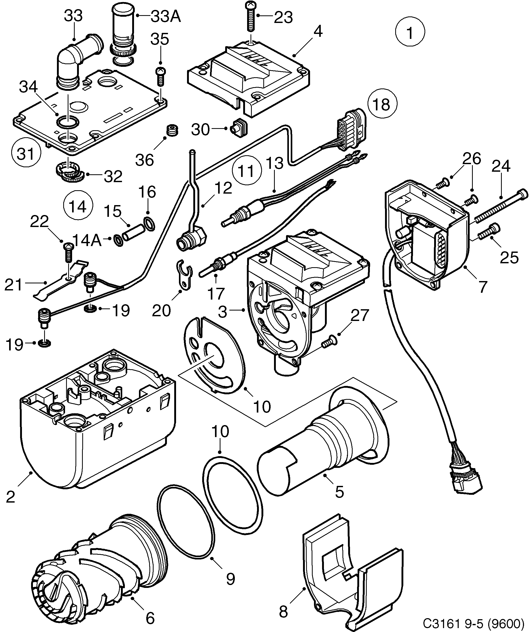 Schéma technique Saab 9-5 (9600) 2009 - Section 966 : Cooling system