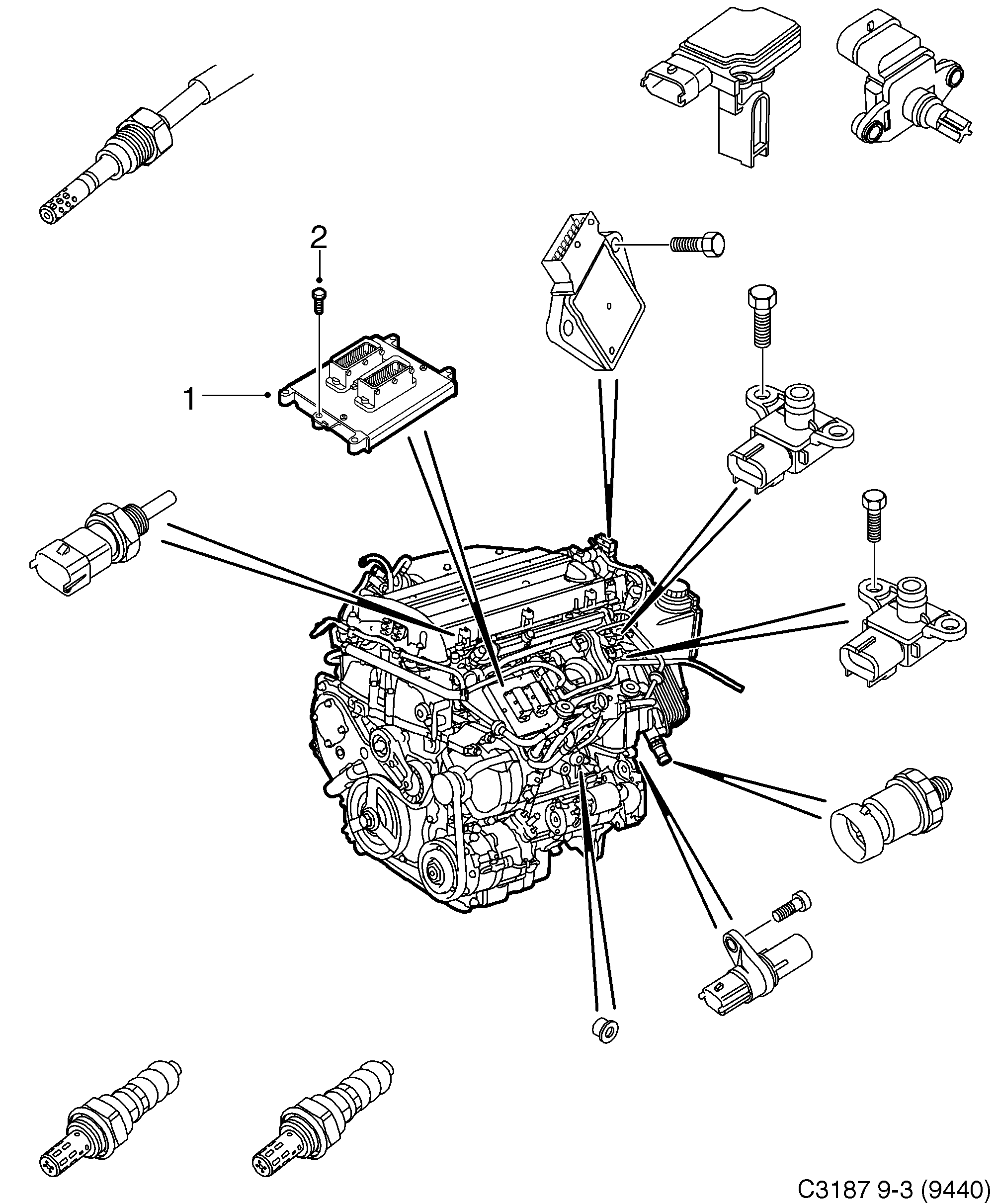 Schéma technique Saab 9-3 (9440) 2008 - Section 3600 : Топливная система