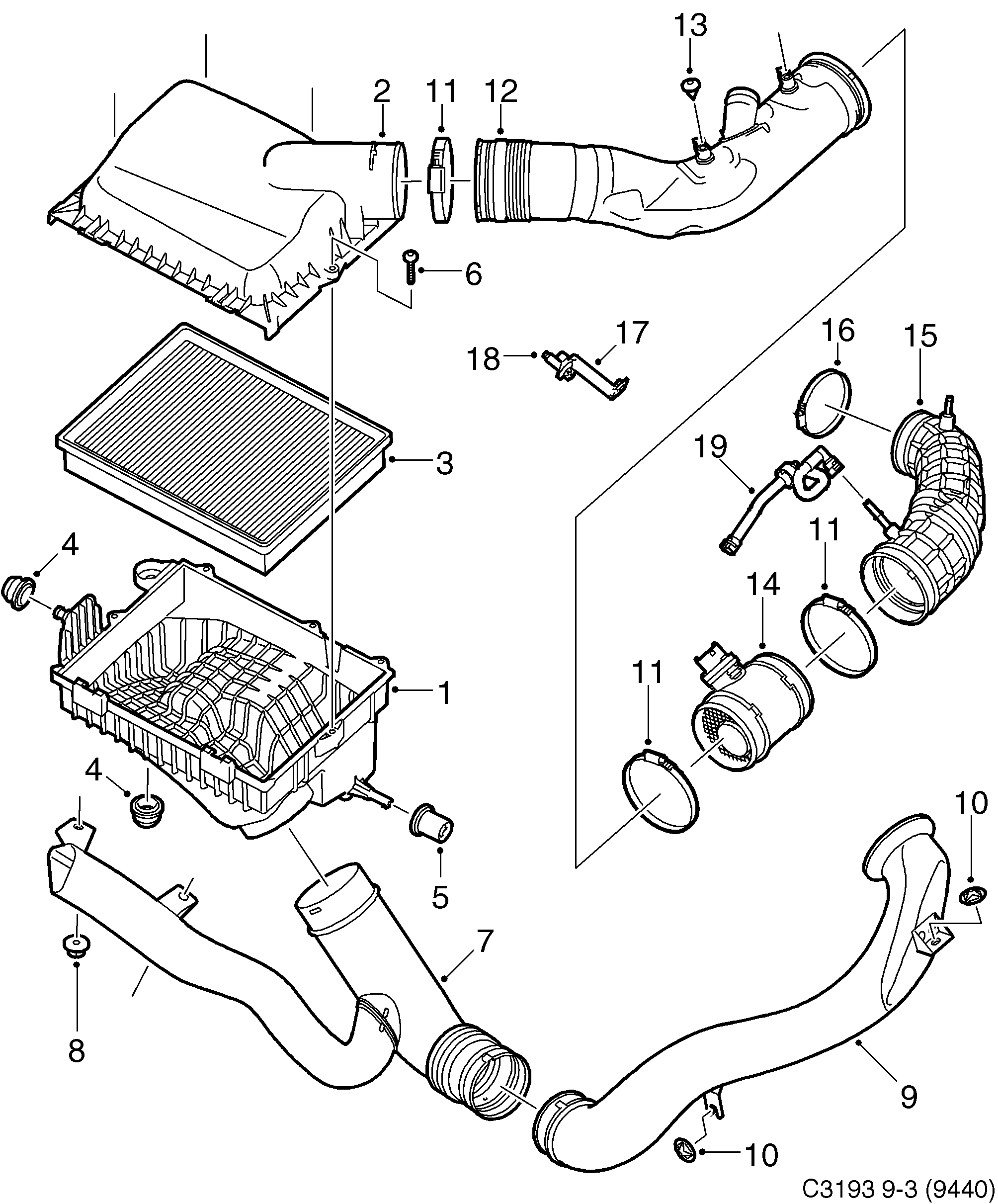 Schéma technique Saab 9-3 (9440) 2012 - Section 3010 : Fuel system