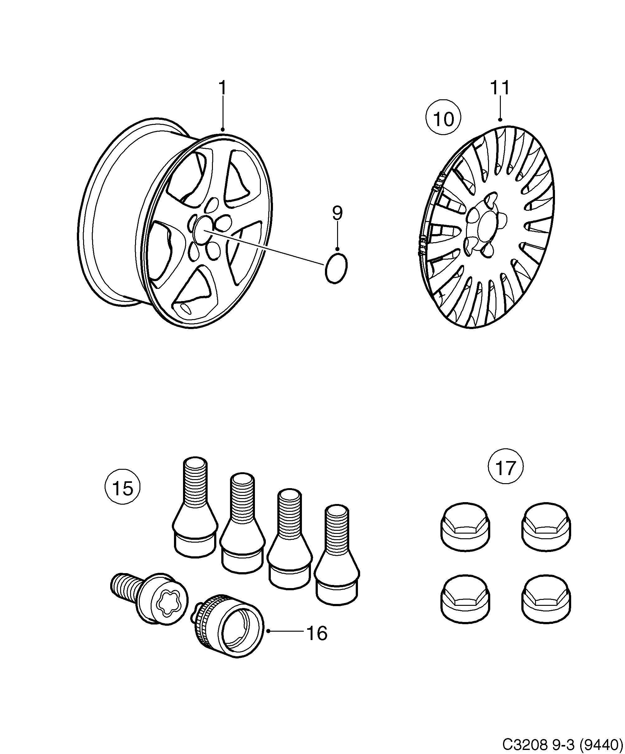 Schéma technique Saab 9-3 (9440) 2008 - Section 350 : Accessoire châssis