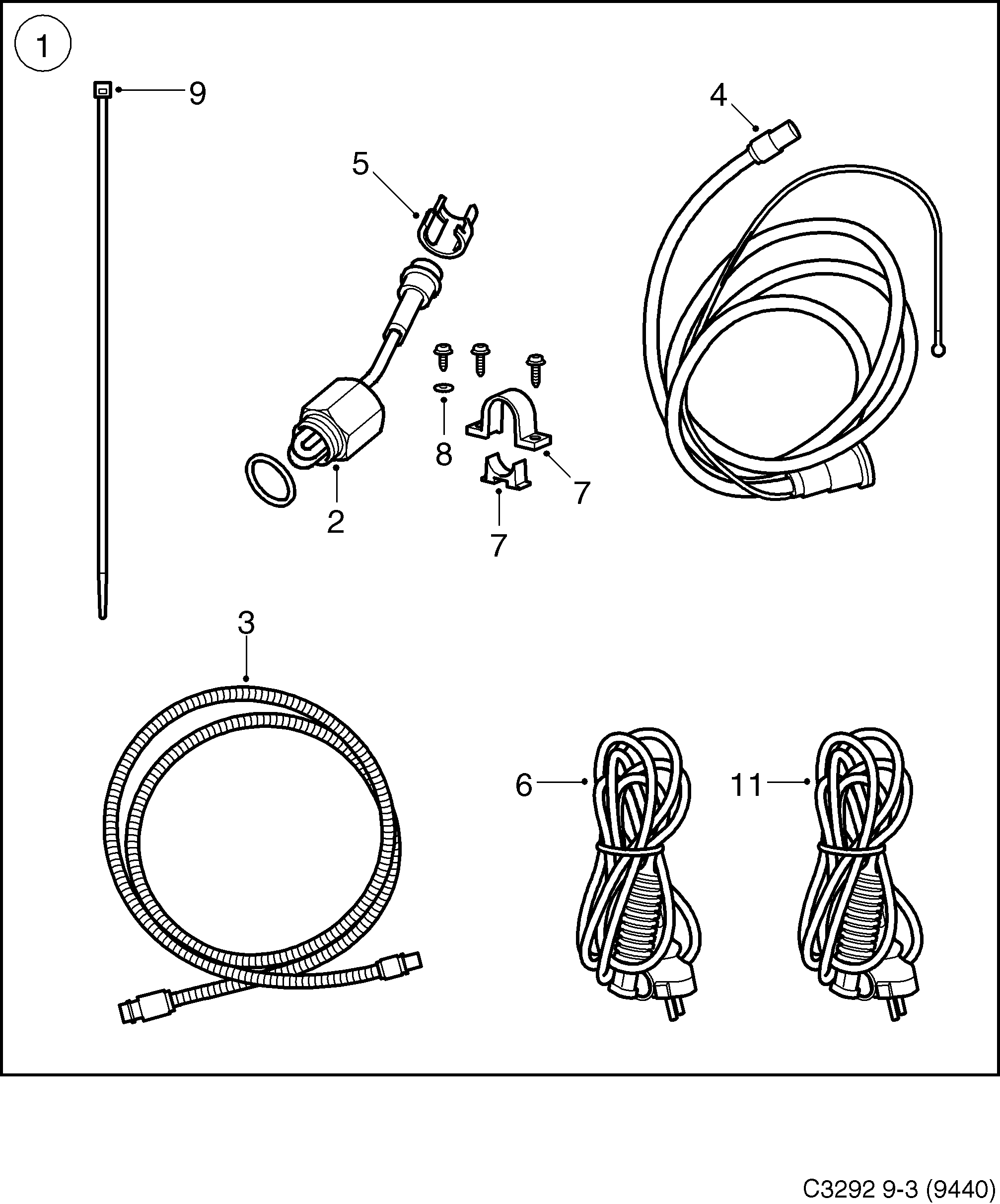 Schéma technique Saab 9-3 (9440) 2011 - Section 632 : Accessoire carrosserie